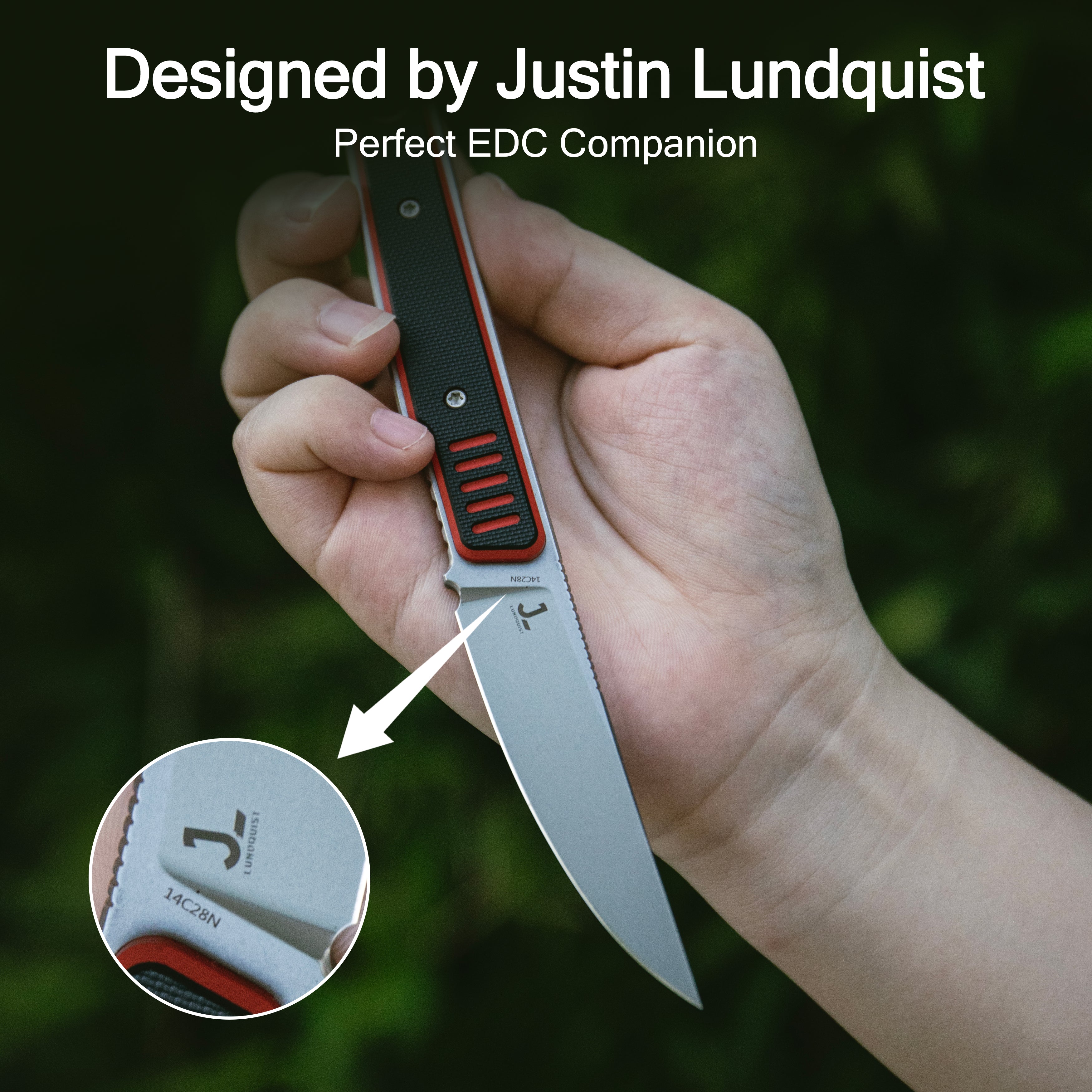 Kubey JL Kwaiken Fixie Every Day Carry Fixed Blade Knife Red Black G-10 3.11'' Beadblast 14C28N KU355A