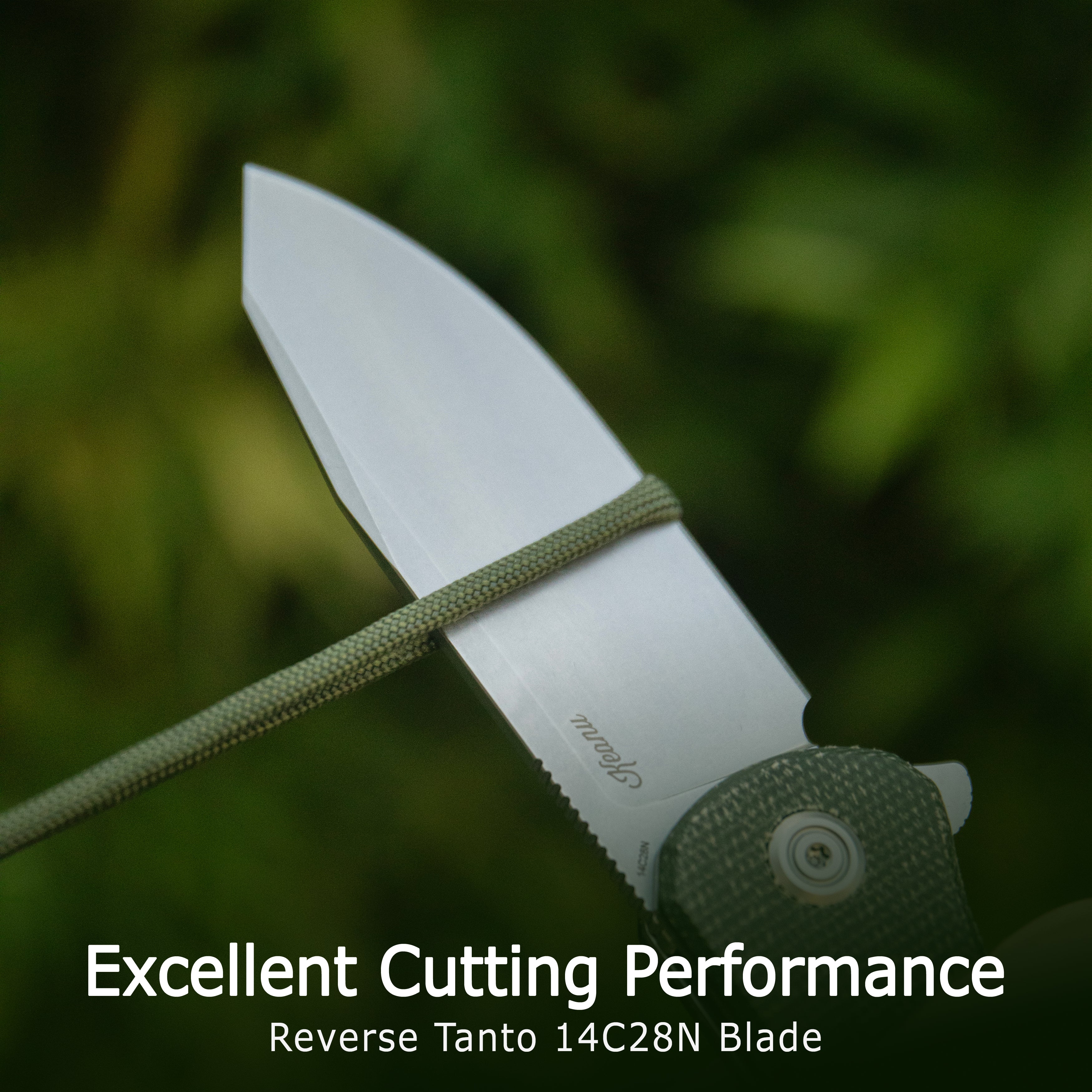 Master Chief Outdoor Folding Pocket Knife Blue G10 Handle 3.43" Beadblast 14C28N KU358M