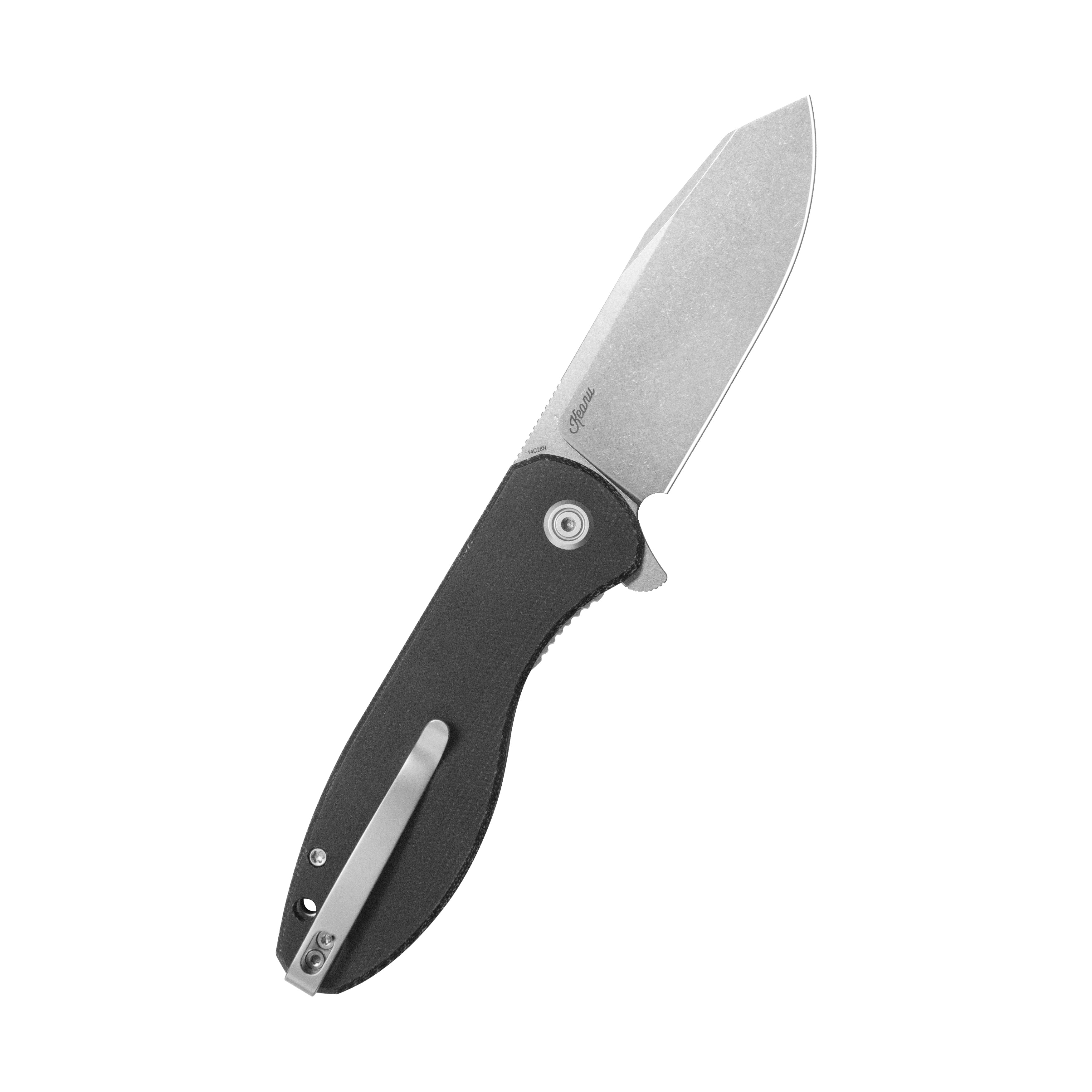 Master Chief Outdoor Folding Pocket Knife Black Micarta Handle 3.43" Beadblast 14C28N KU358K