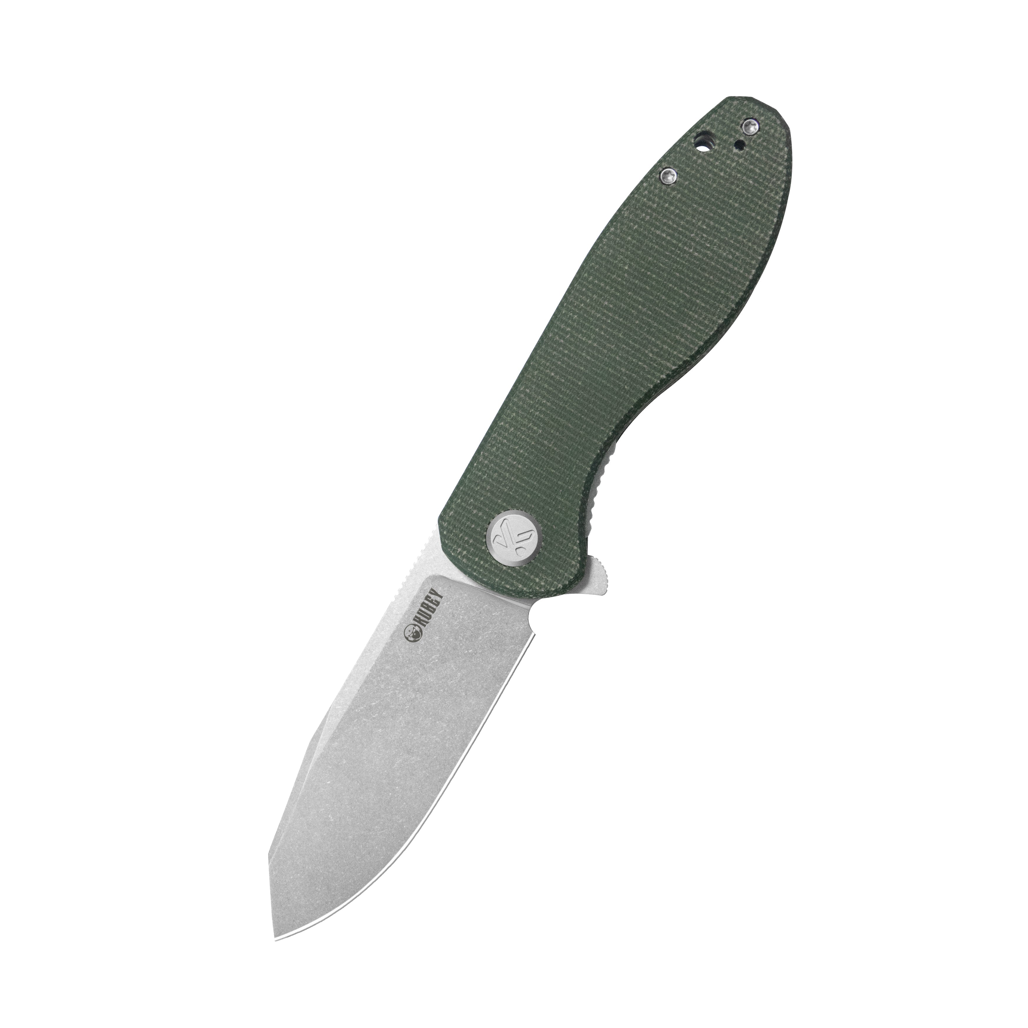 Master Chief Outdoor Folding Pocket Knife Green Micarta Handle 3.43" Beadblast 14C28N KU358R