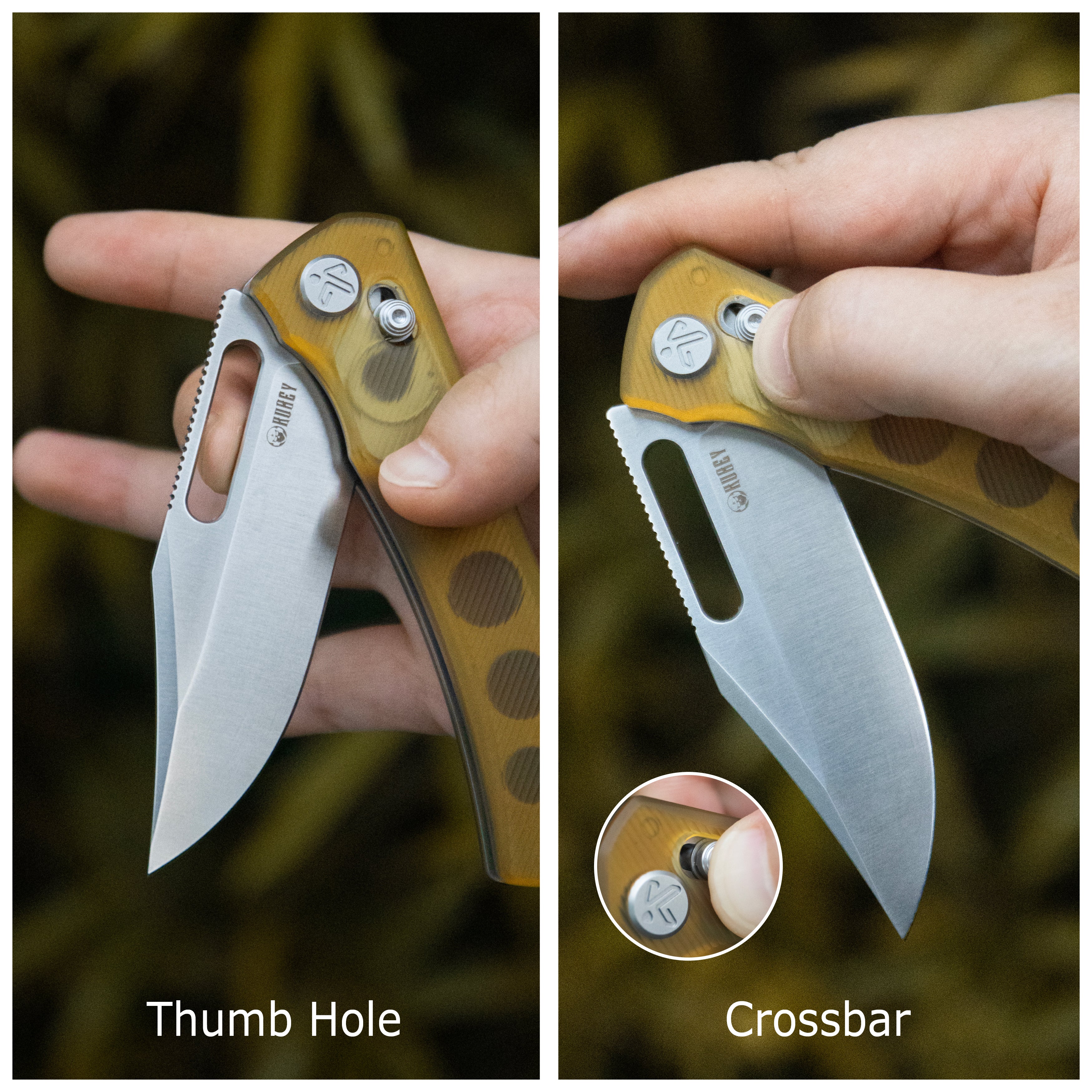 Kubey TBO Crossbar Crossbar lock Everyday Carry Folding Knife Ultem Handle 3.1" Satin 14C28N KU396C