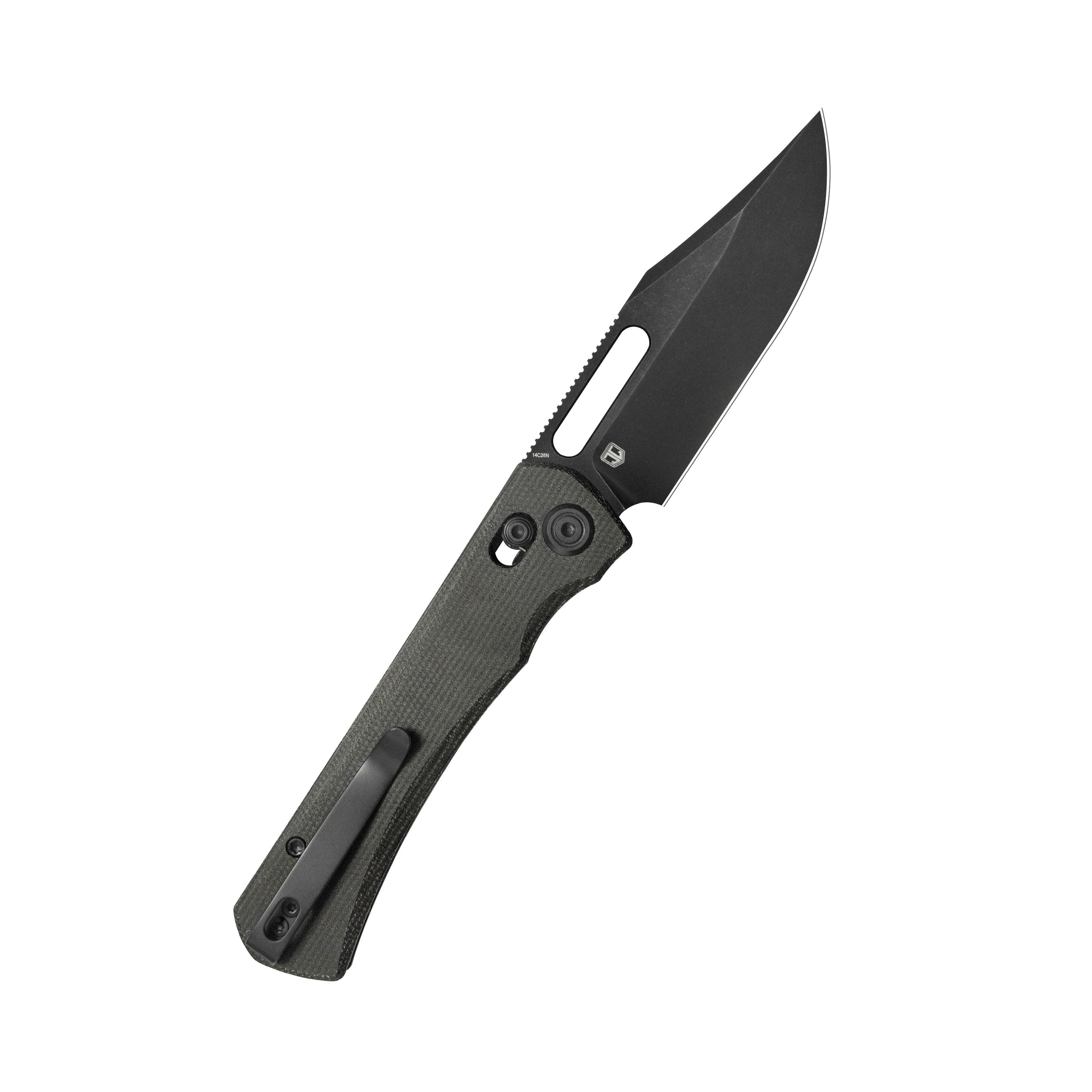 Kubey TBO Axis lock Everyday Carry Folding Knife Black Micarta Handle 3.1" Blackwash 14C28N KU396D
