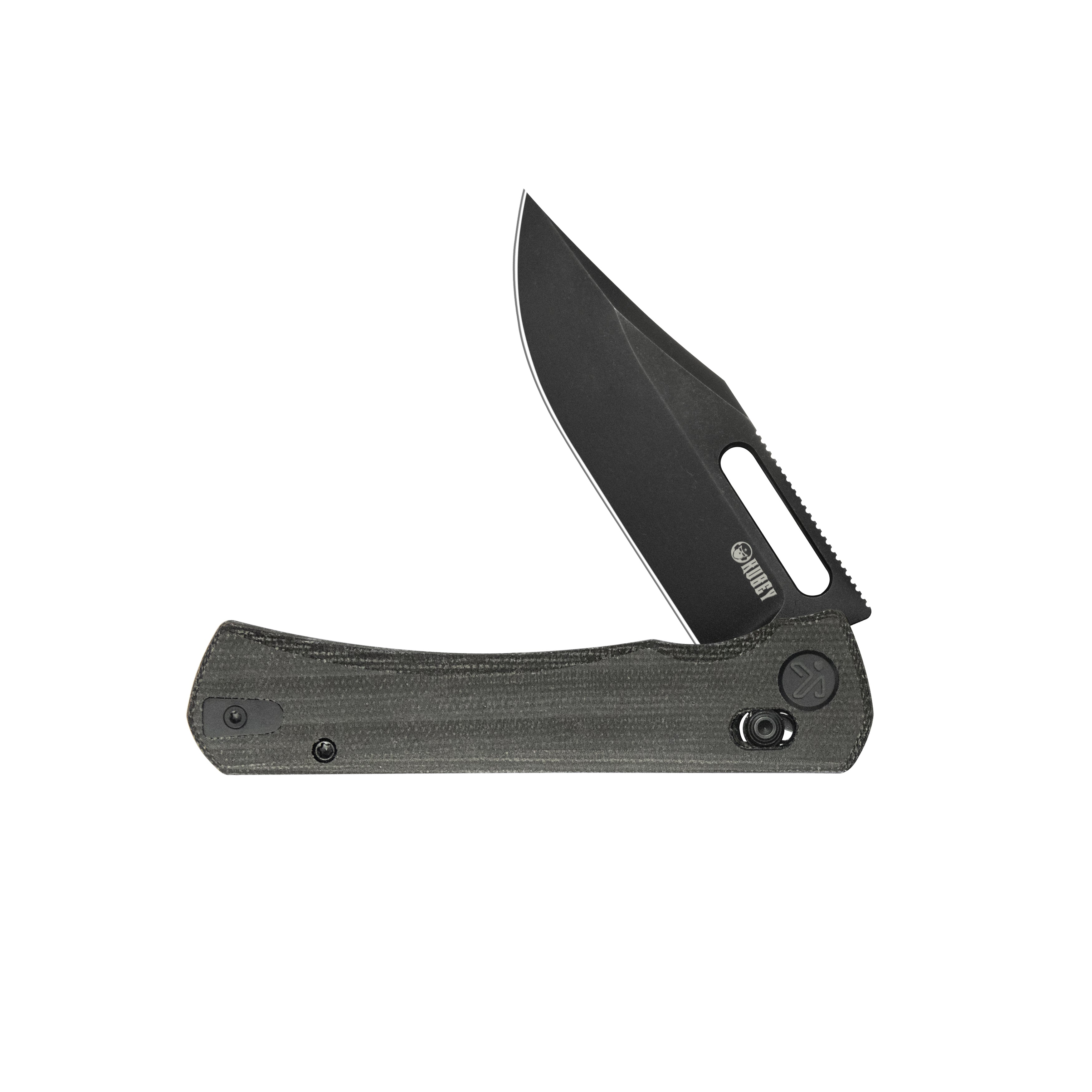 Kubey TBO Axis lock Everyday Carry Folding Knife Black Micarta Handle 3.1" Blackwash 14C28N KU396D