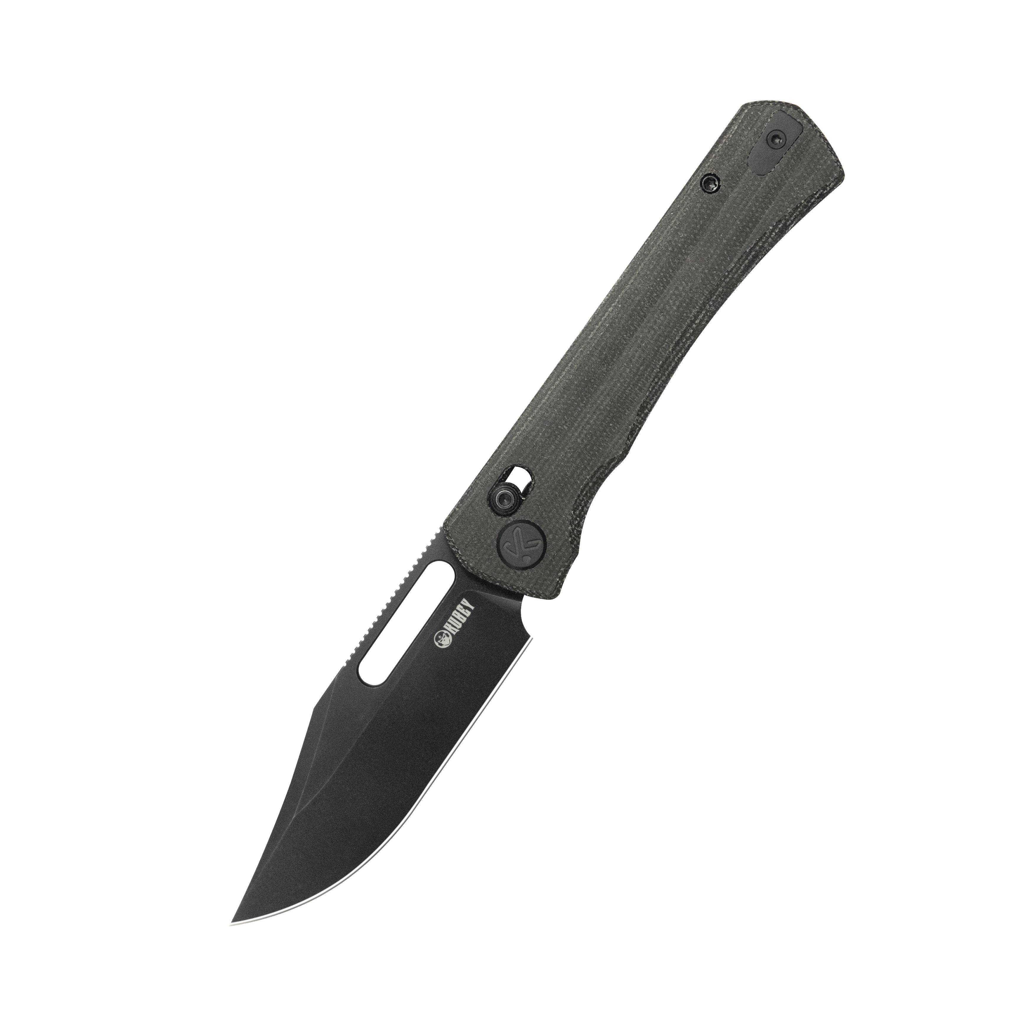 Kubey TBO Axis lock Everyday Carry Folding Knife Black Micarta Handle 3.1" Blackwash 14C28N KU396D