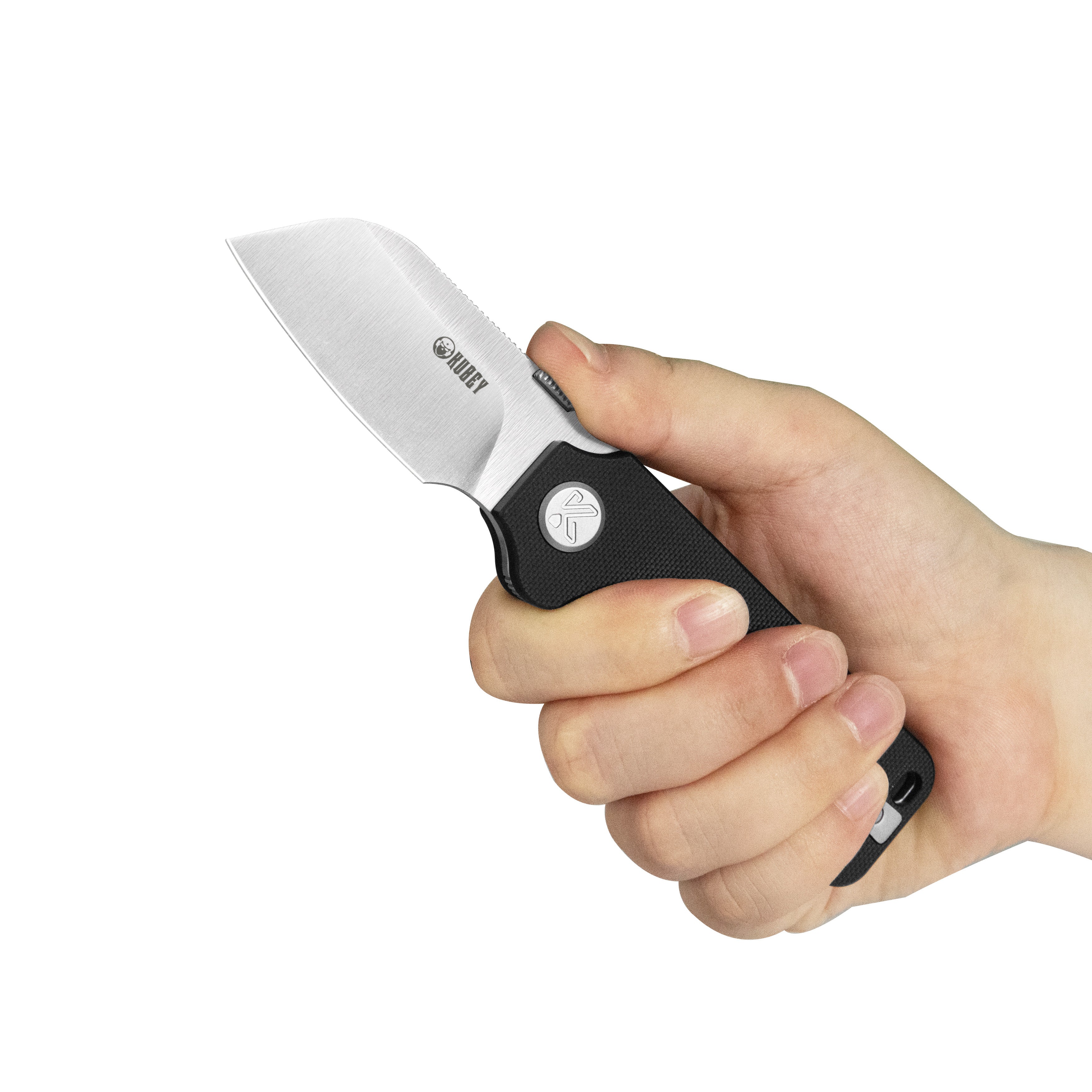 Boxer Liner Lock Flipper Folding Knife Black G10 Handle 3.1" Satin 14C28N KU407A