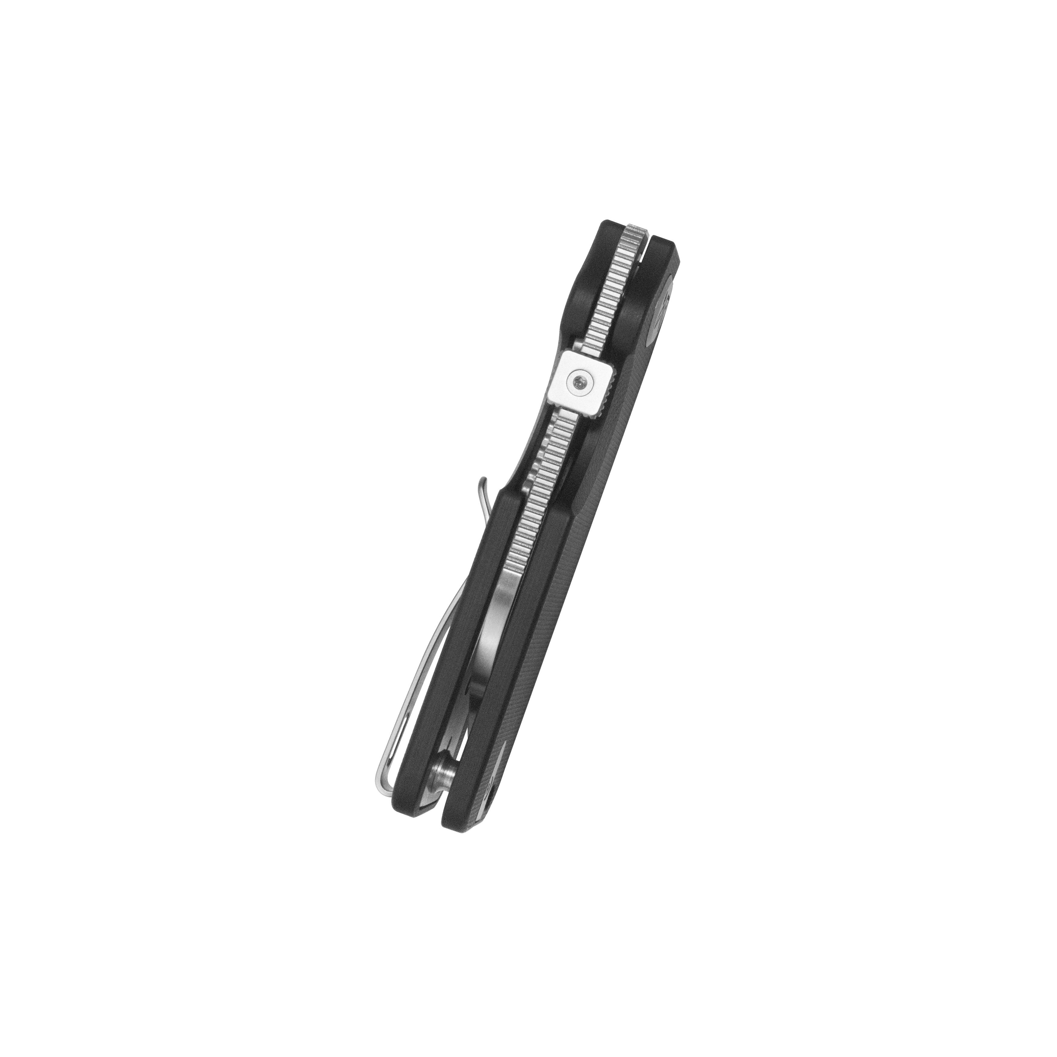 Boxer Liner Lock Flipper Folding Knife Black G10 Handle 3.1" Satin 14C28N KU407A