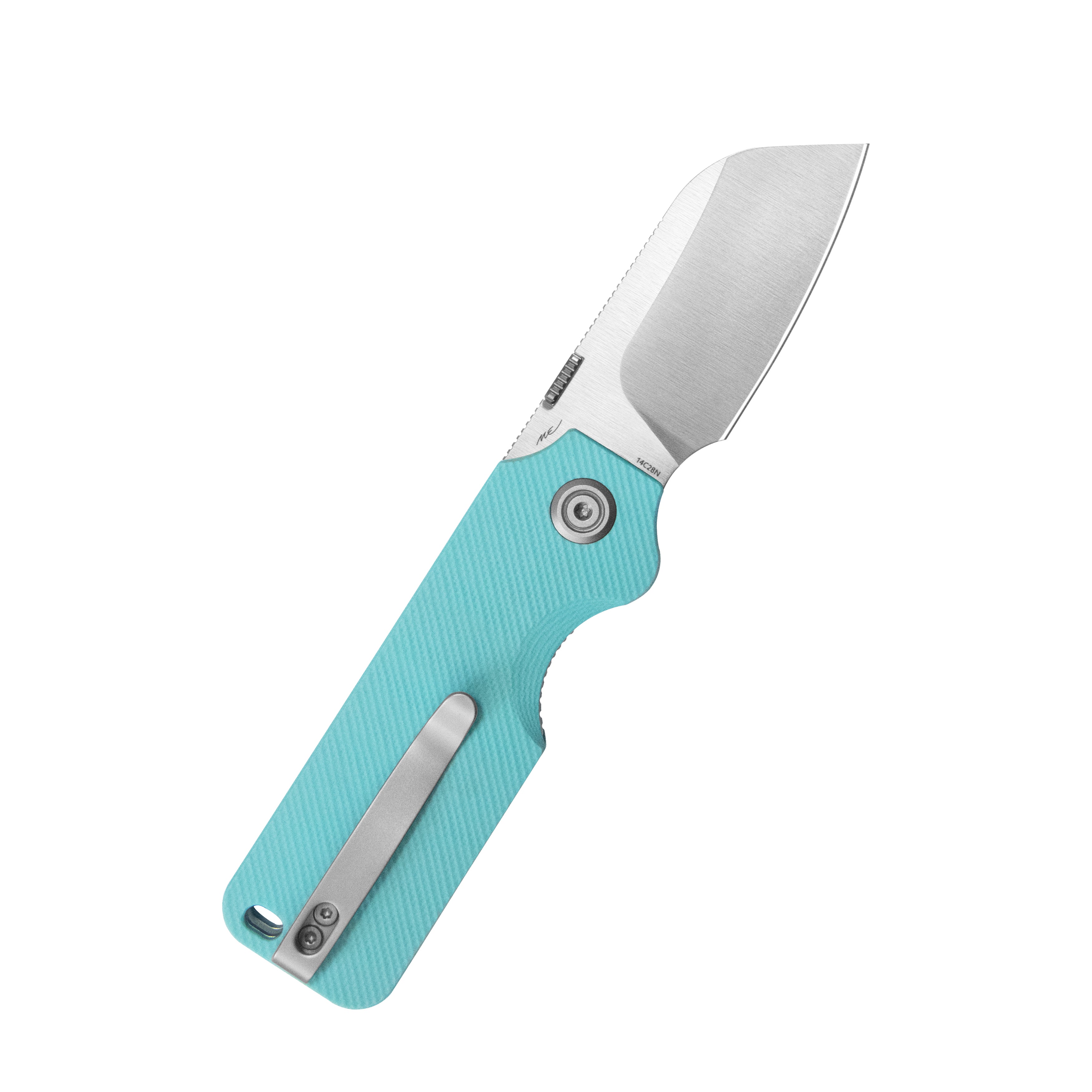 Boxer Liner Lock Flipper Folding Knife Blue G10 Handle 3.1" Satin 14C28N KU407B