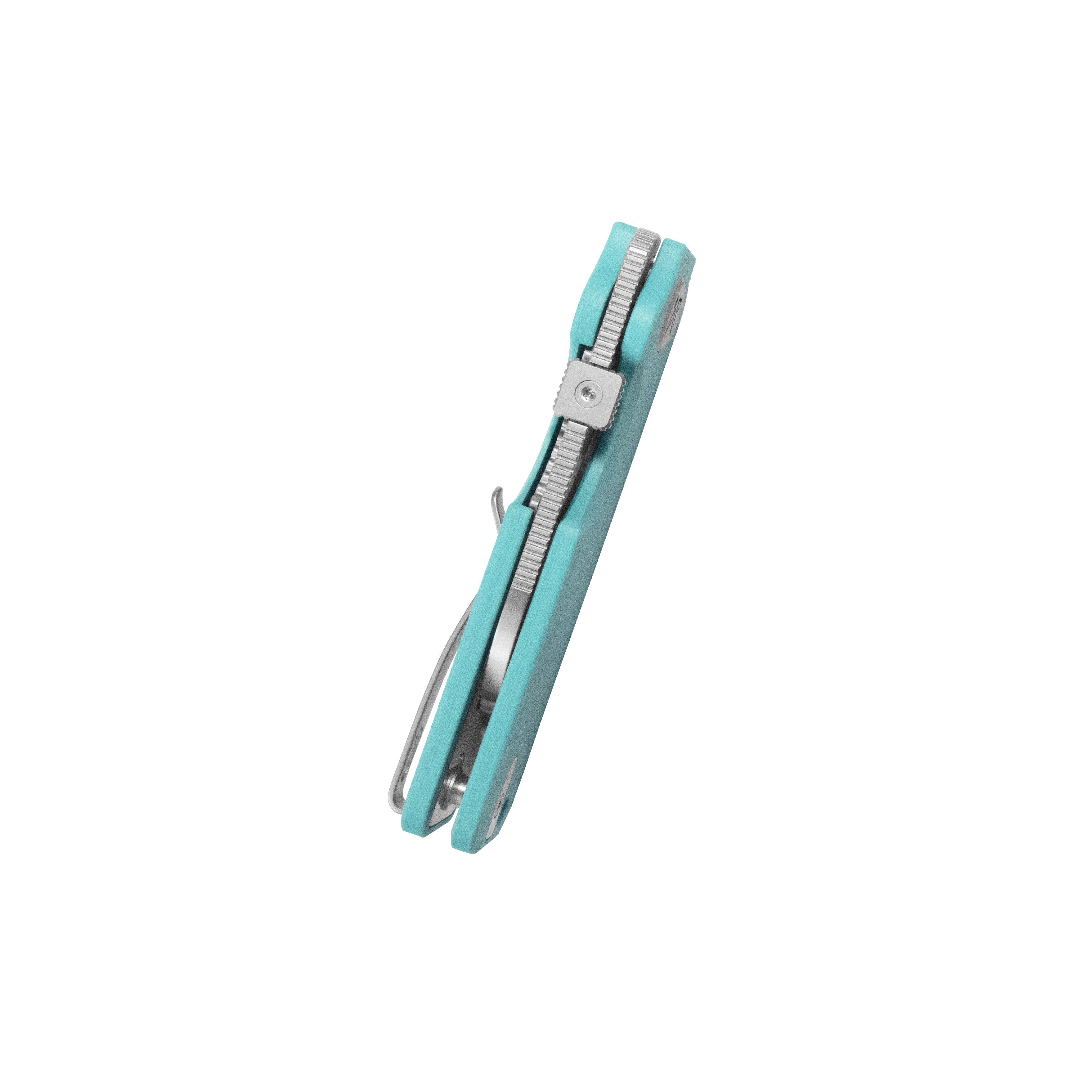 Boxer Liner Lock Flipper Folding Knife Blue G10 Handle 3.1" Satin 14C28N KU407B