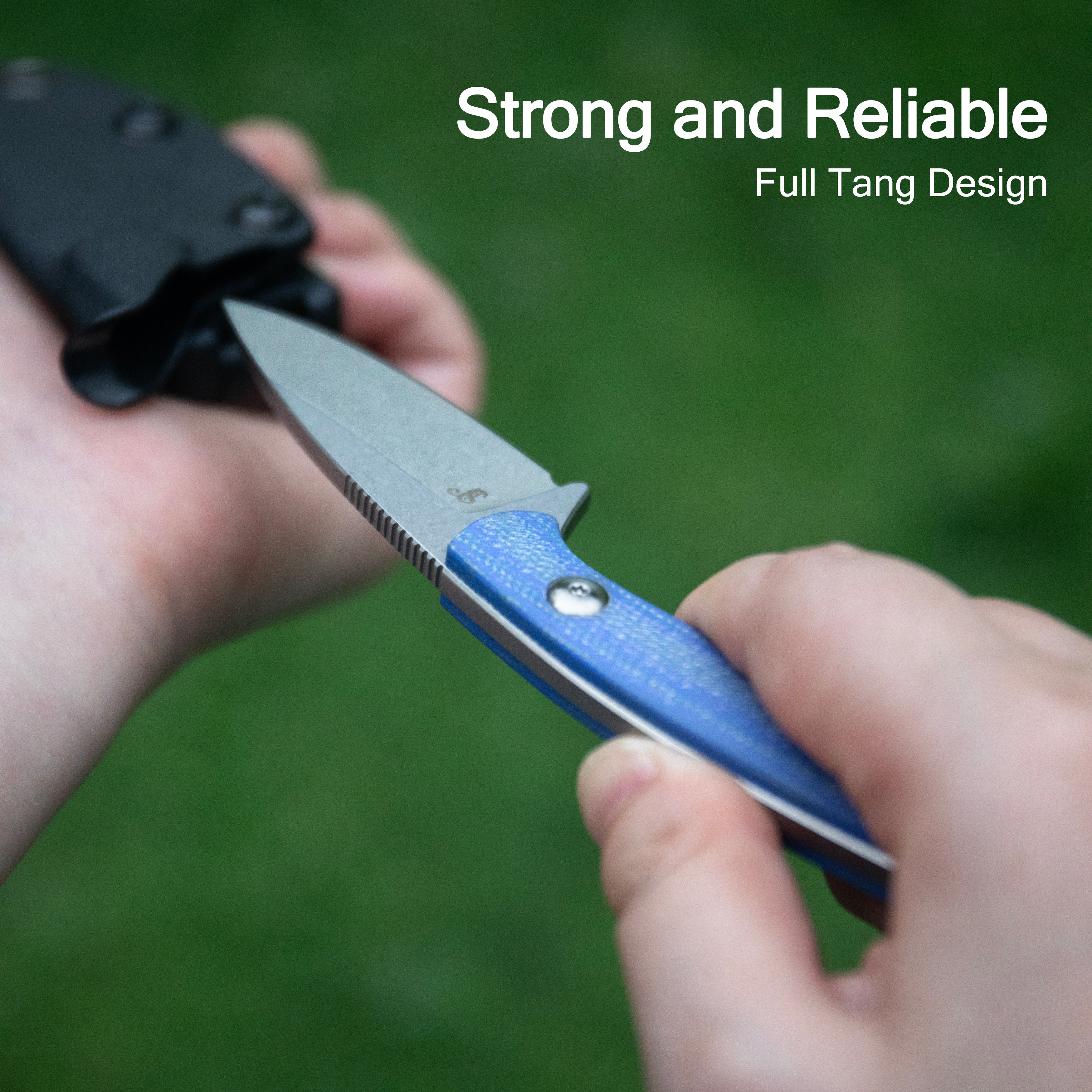 Kubey Bloom Fixed Blade Knife  Black Coarse Micarta Handle 2.60" Beadblast 14C28N Blade KU411A