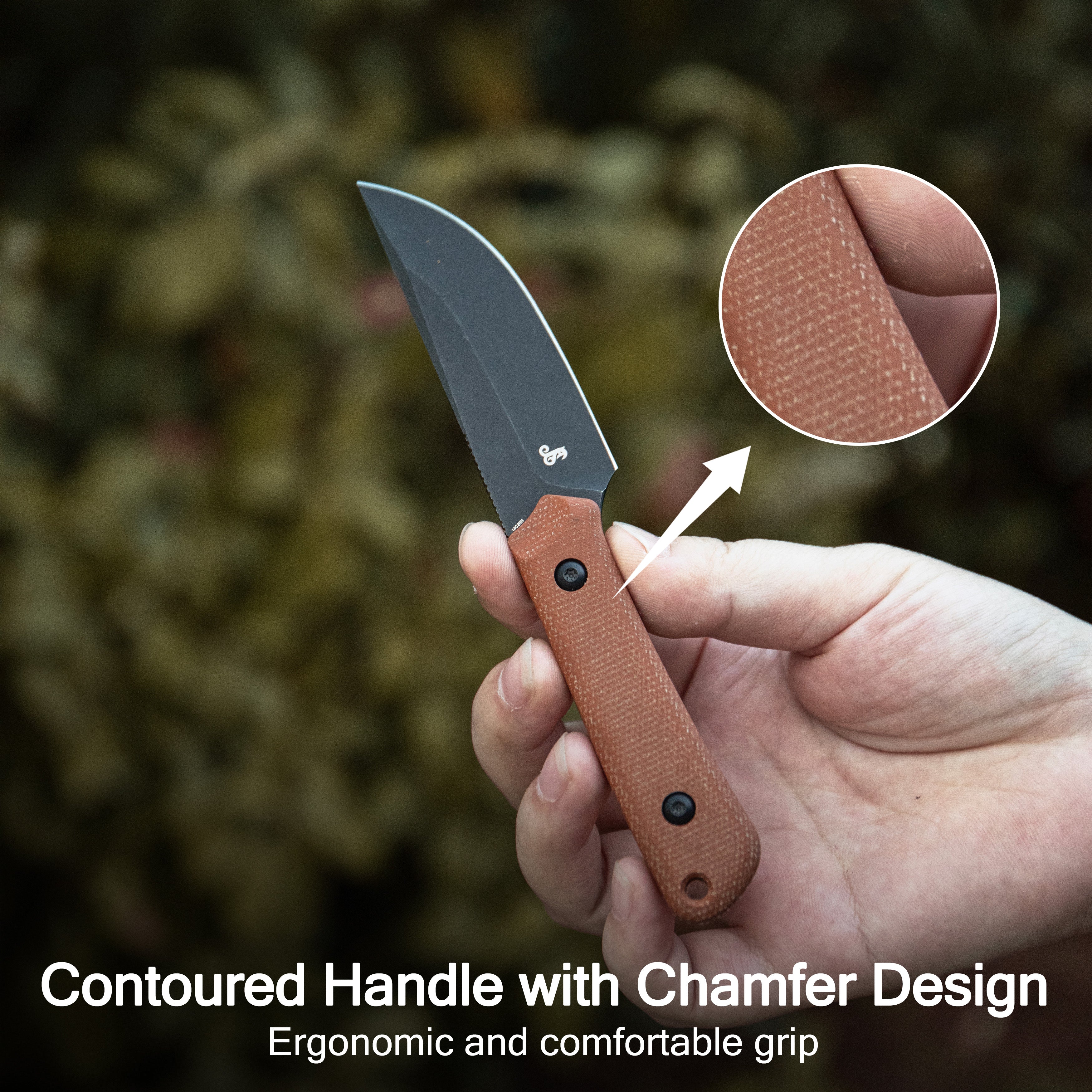 Kubey Thorn Fixed Blade Knife Black G10 Handle 2.8" Blackwash 14C28N Blade KU413B