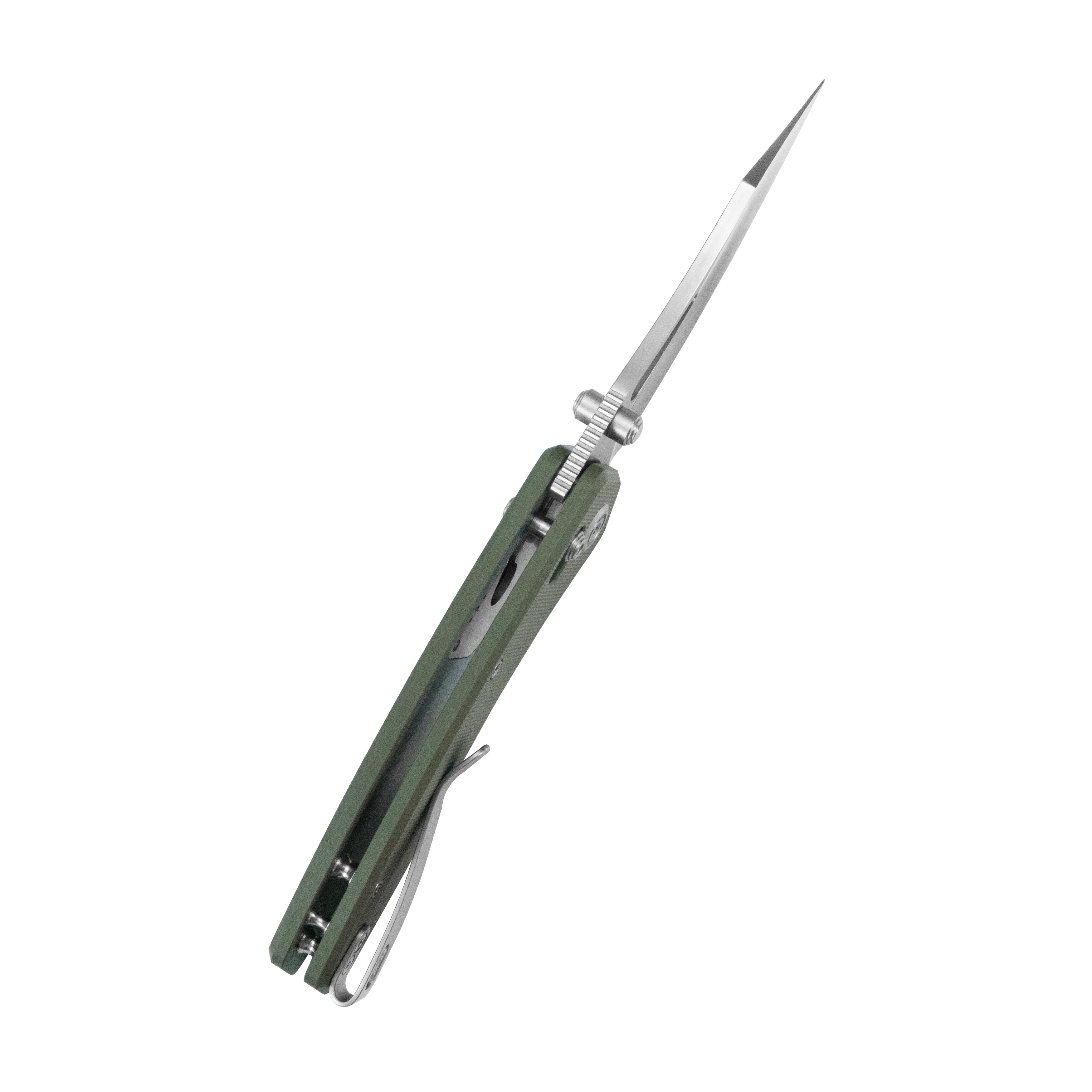 Kubey Caiman Axis lock Everyday Carry Folding Knife Green G10 Handle 3.1" Satin San Mai M2 KU421C