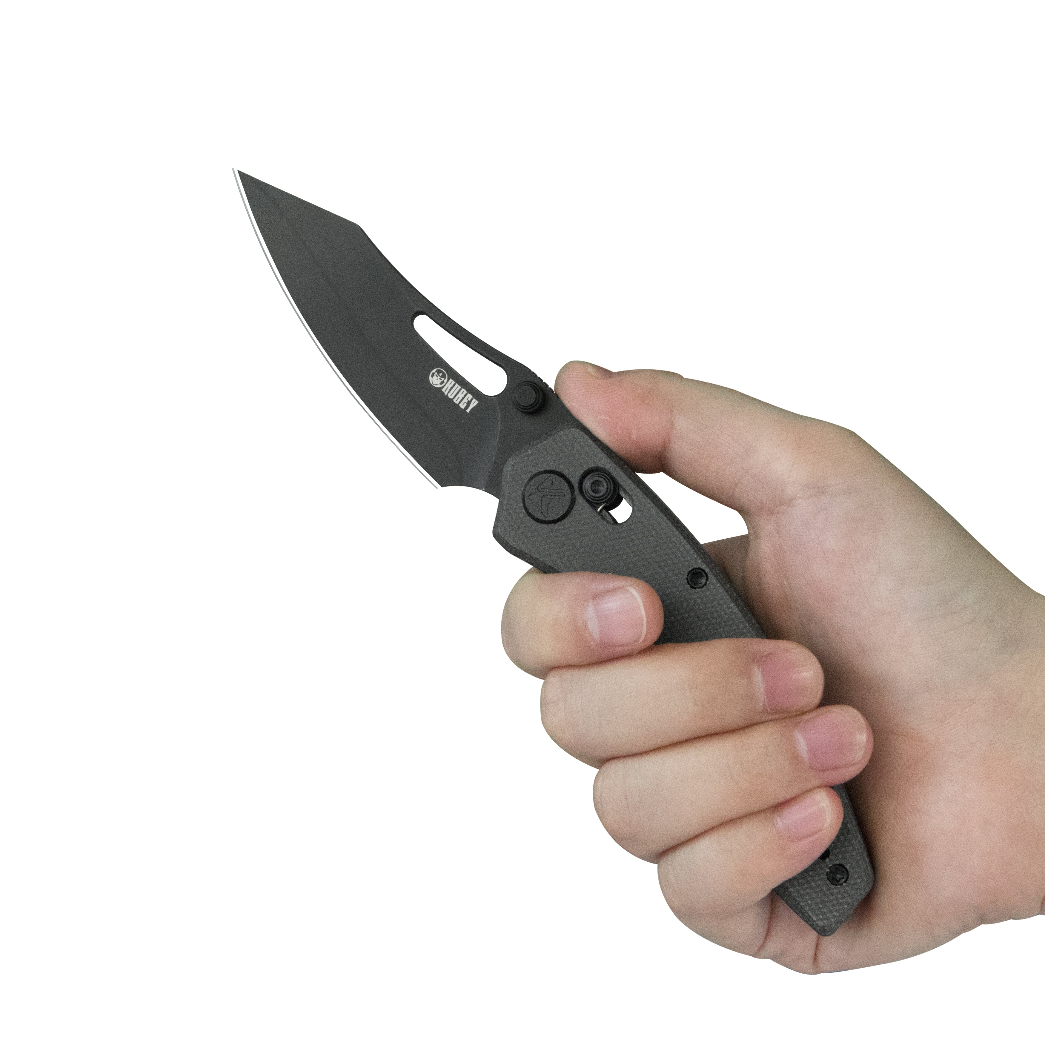 Kubey Caiman Crossbar Everyday Carry Folding Knife Black Micarta Handle 3.1" Blackwash San Mai M2 KU421F