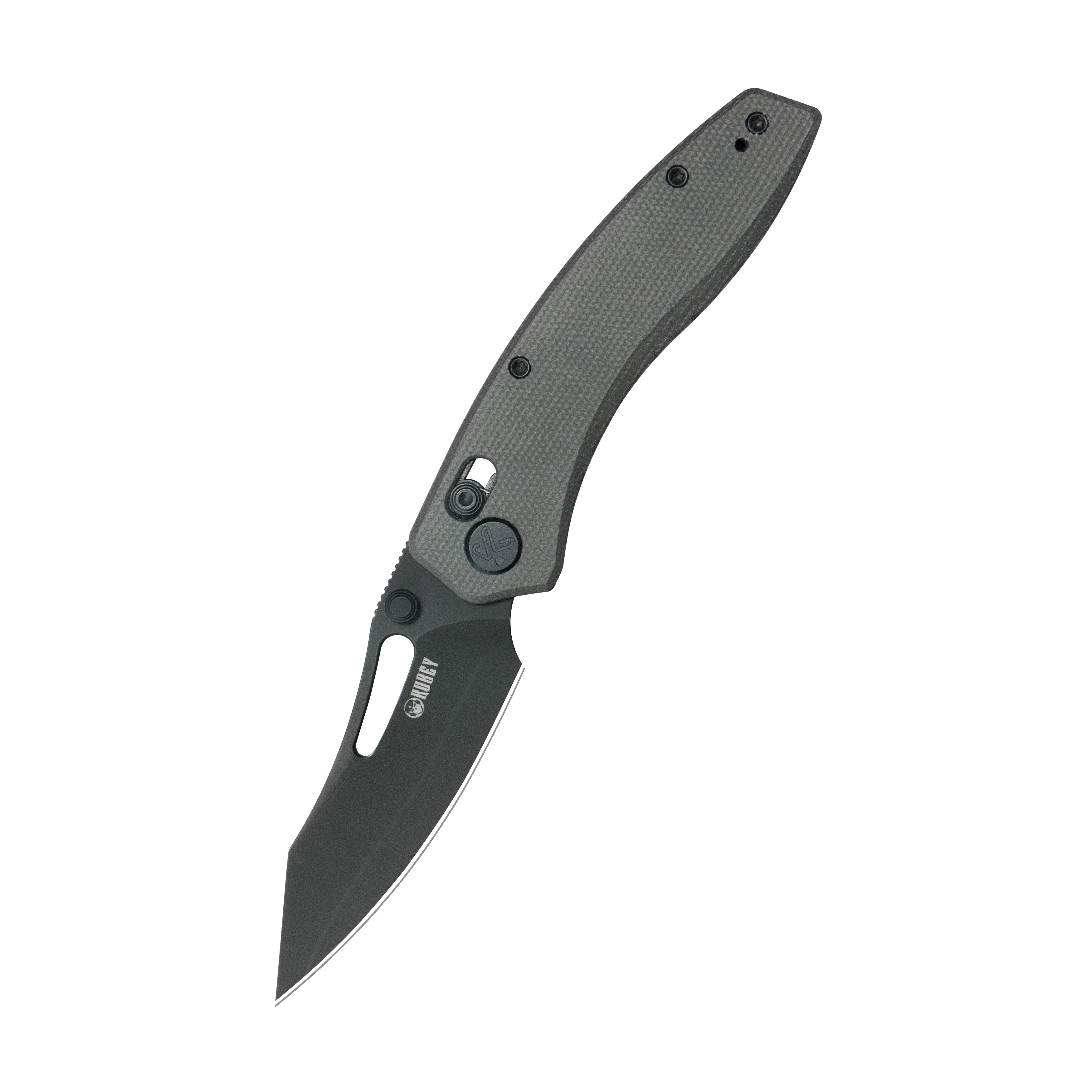 Kubey Caiman Crossbar Everyday Carry Folding Knife Black Micarta Handle 3.1" Blackwash San Mai M2 KU421F