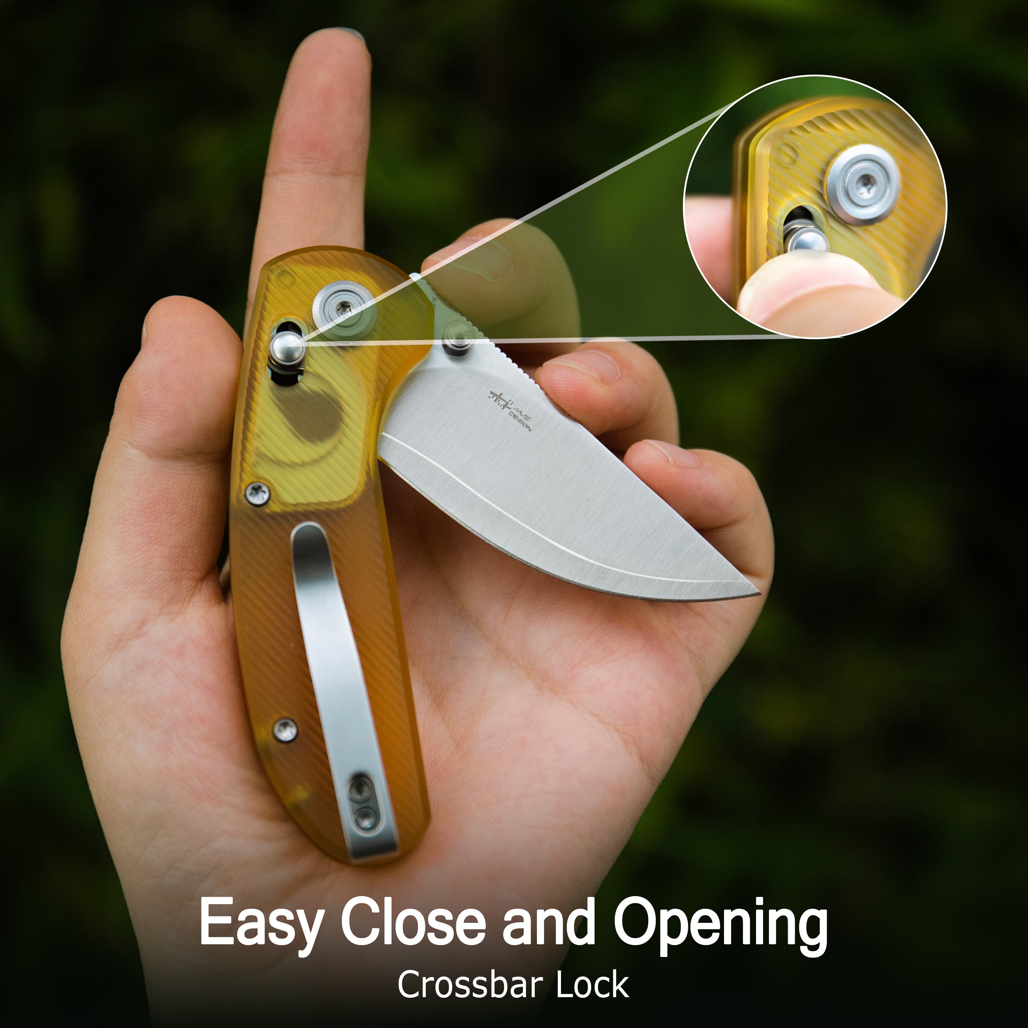 Kubey Sparrow Crossbar Lock Everyday Carry Folding Knife Ultem Handle 2.2" Satin AUS-10 San Mai KU449B