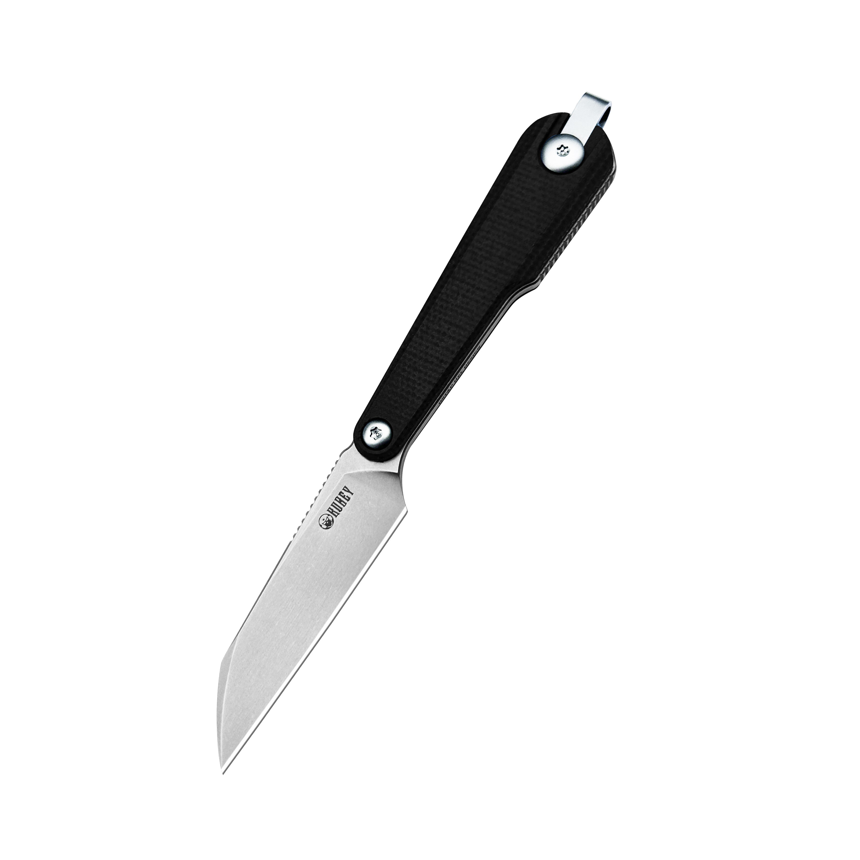 Kubey YAG Fixed Blade Knife Black G10 Handle 2.4" Beadblast 14C28N Blade KU450A