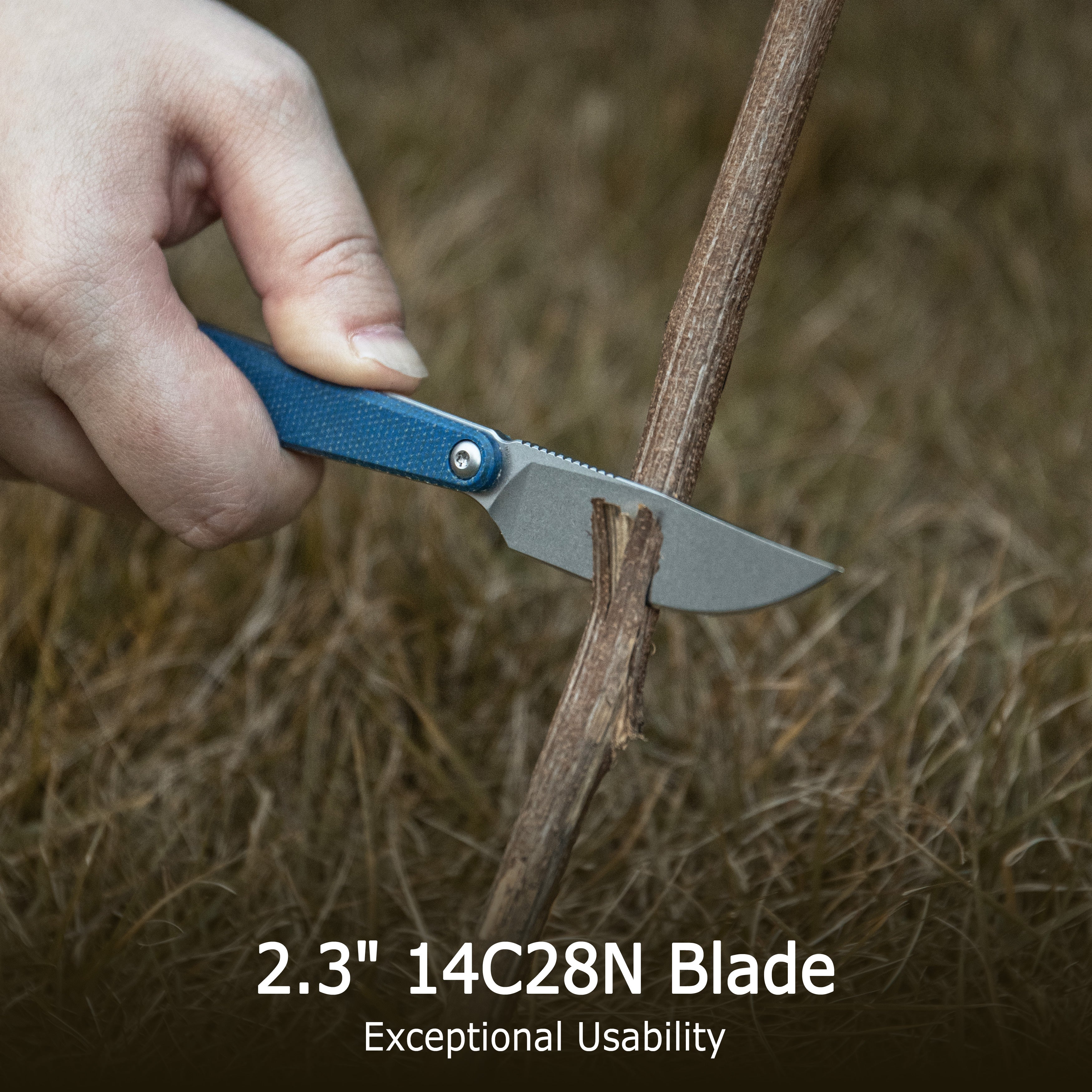 Kubey YAG Fixed Blade Knife Black G10 Handle 2.3" Beadblast 14C28N Blade KU451A