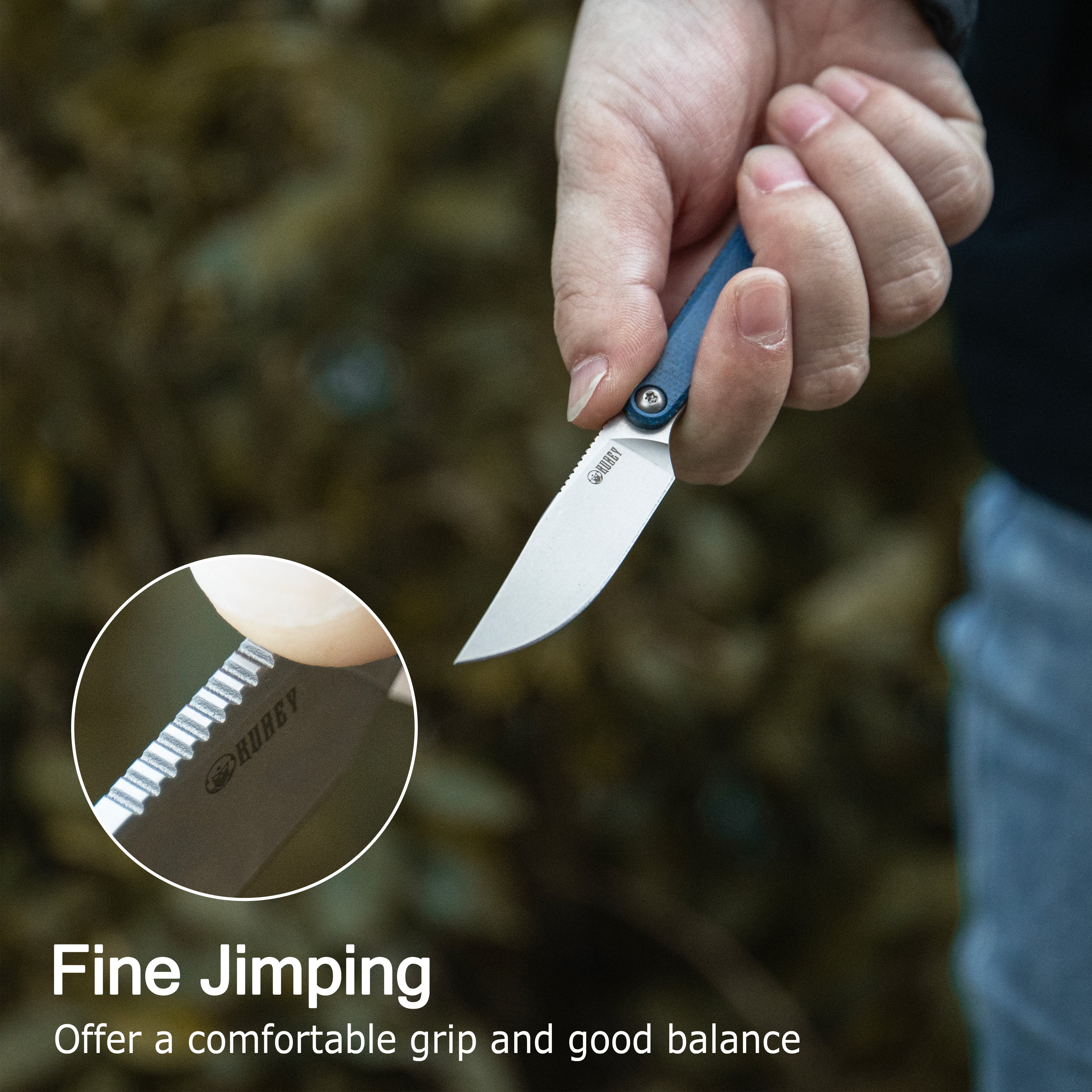 Kubey YAG Fixed Blade Knife Black G10 Handle 2.3" Beadblast 14C28N Blade KU451A