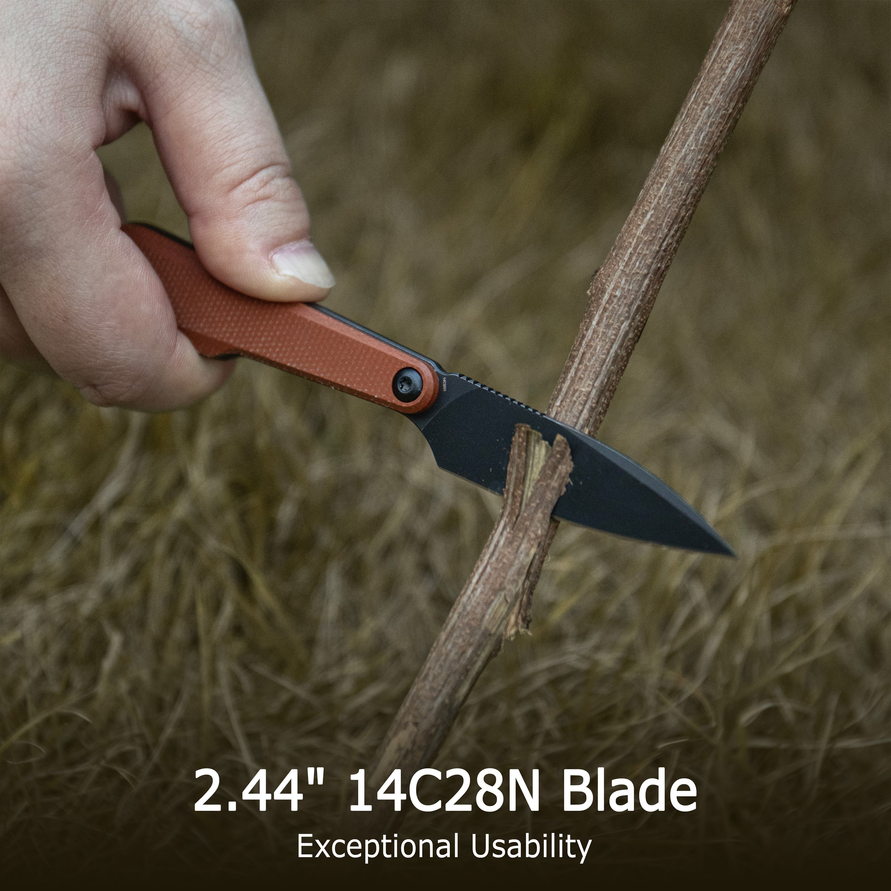 Kubey YAG Fixed Blade Knife Black G10 Handle 2.44" Beadblast 14C28N Blade KU452A