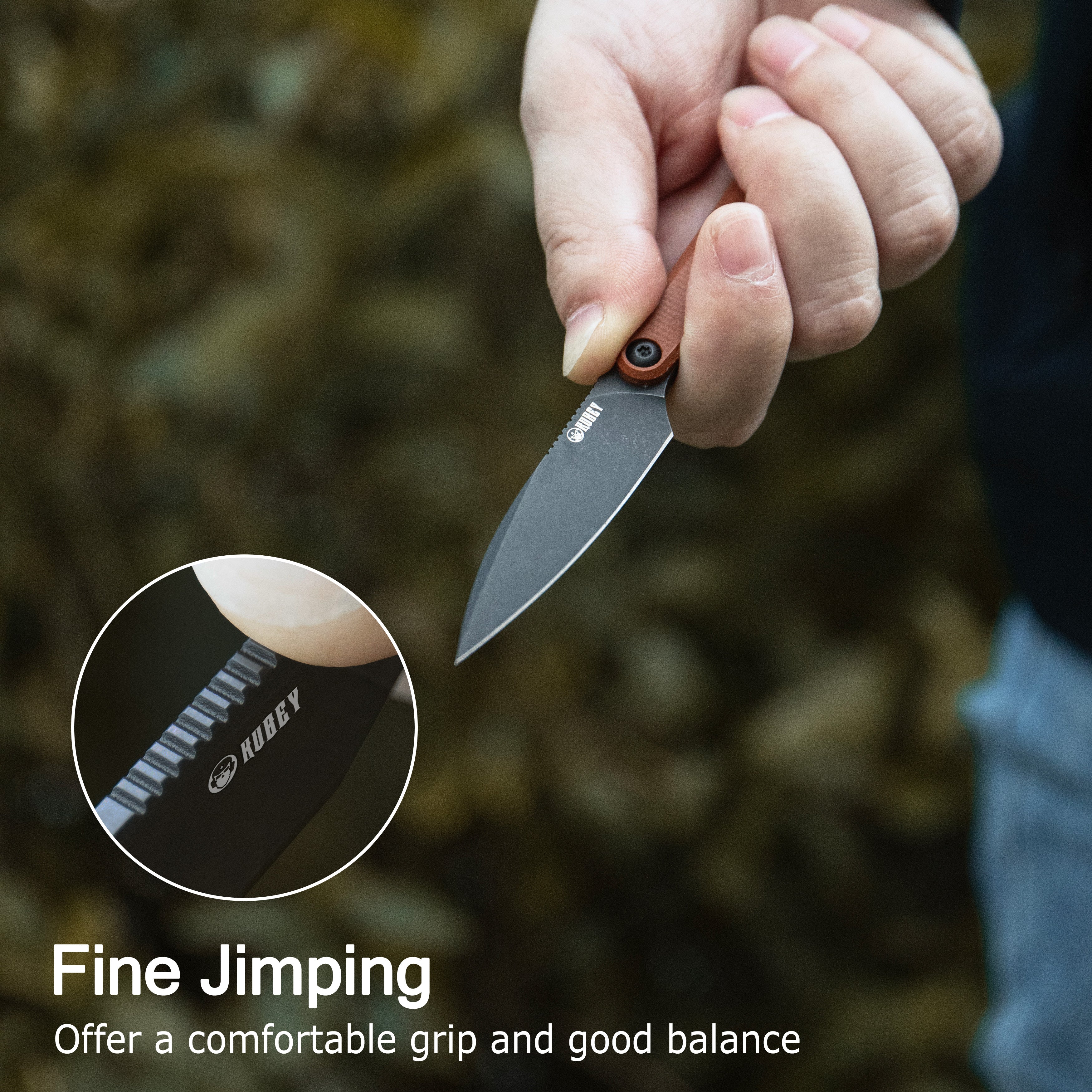 Kubey YAG Fixed Blade Knife Black G10 Handle 2.44" Beadblast 14C28N Blade KU452A