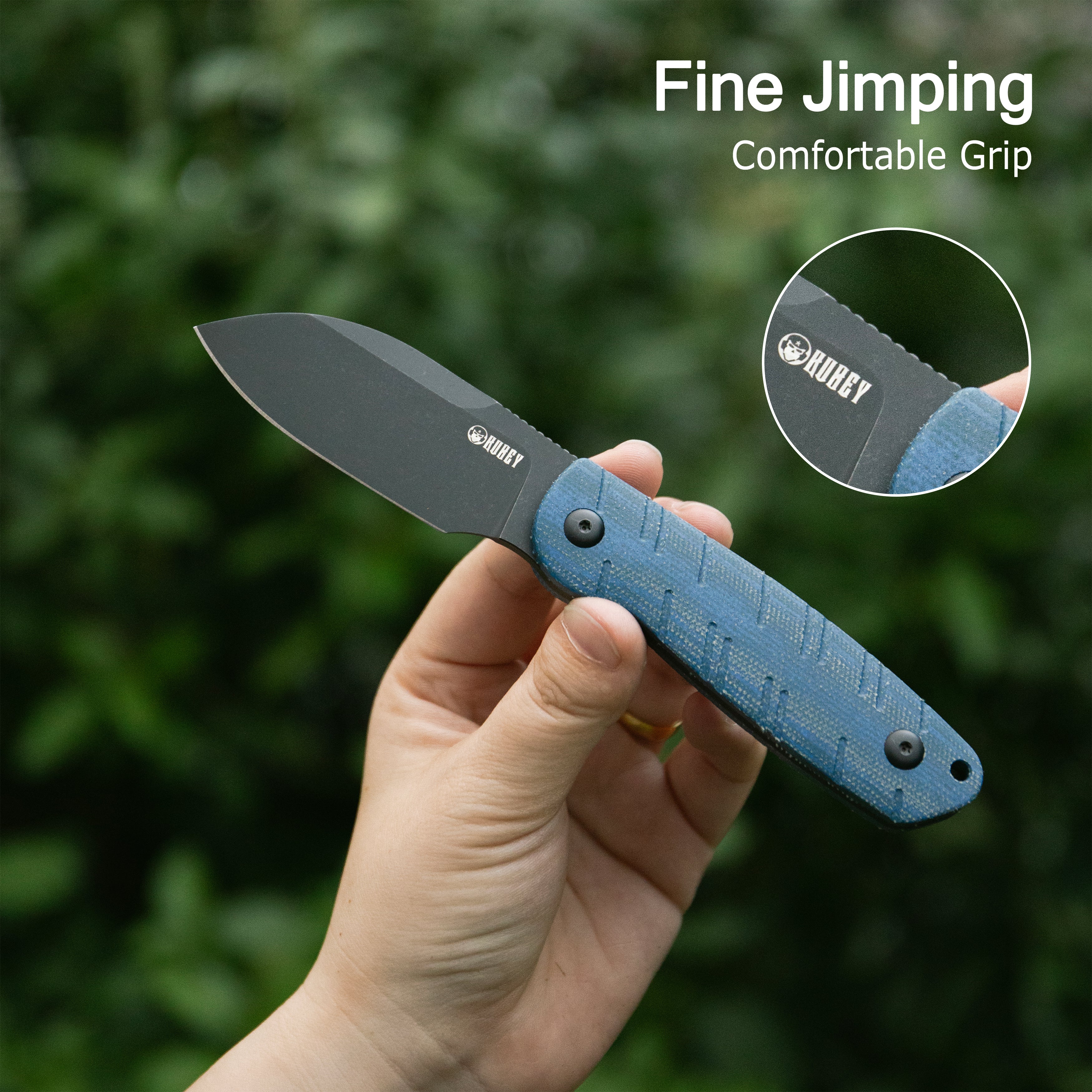 Kubey Microburst Fixed Blade Knife Brown Micarta Handle 2.95" Beadblast 14C28N Blade KU455B