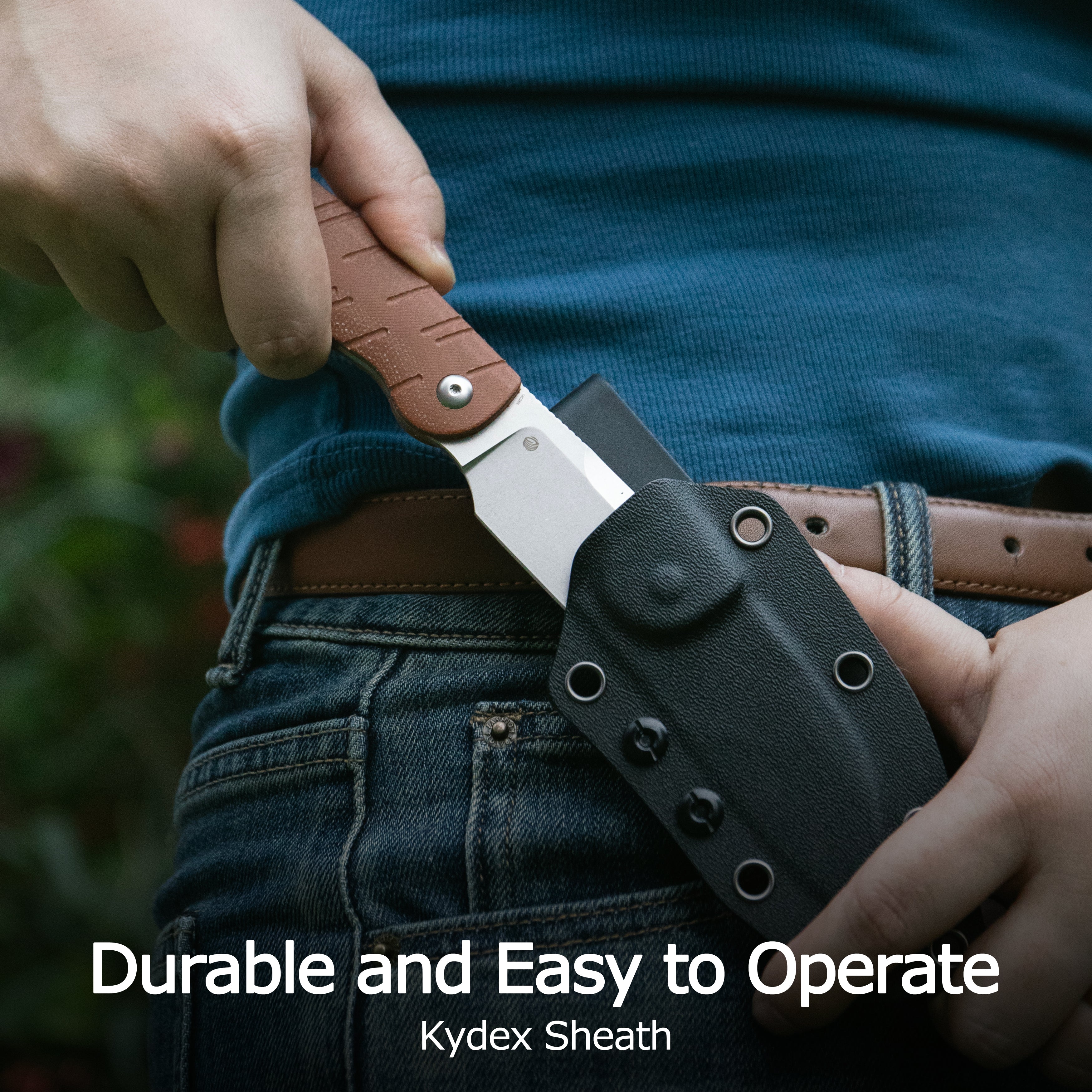 Kubey Microburst Fixed Blade Knife Brown Micarta Handle 2.95" Beadblast 14C28N Blade KU455B