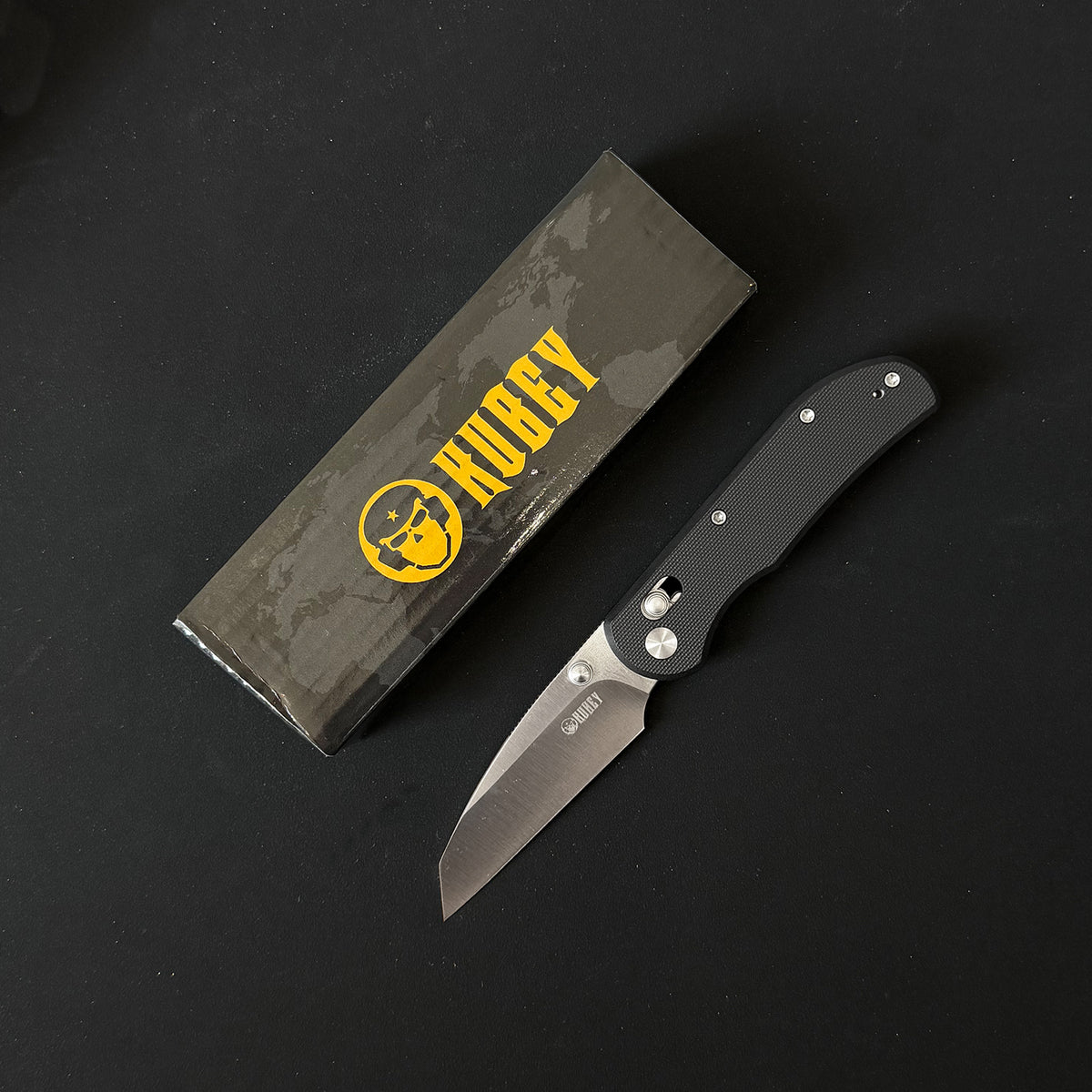 Kubey Rook Folding Knives Crossbar Lock Black KU508A