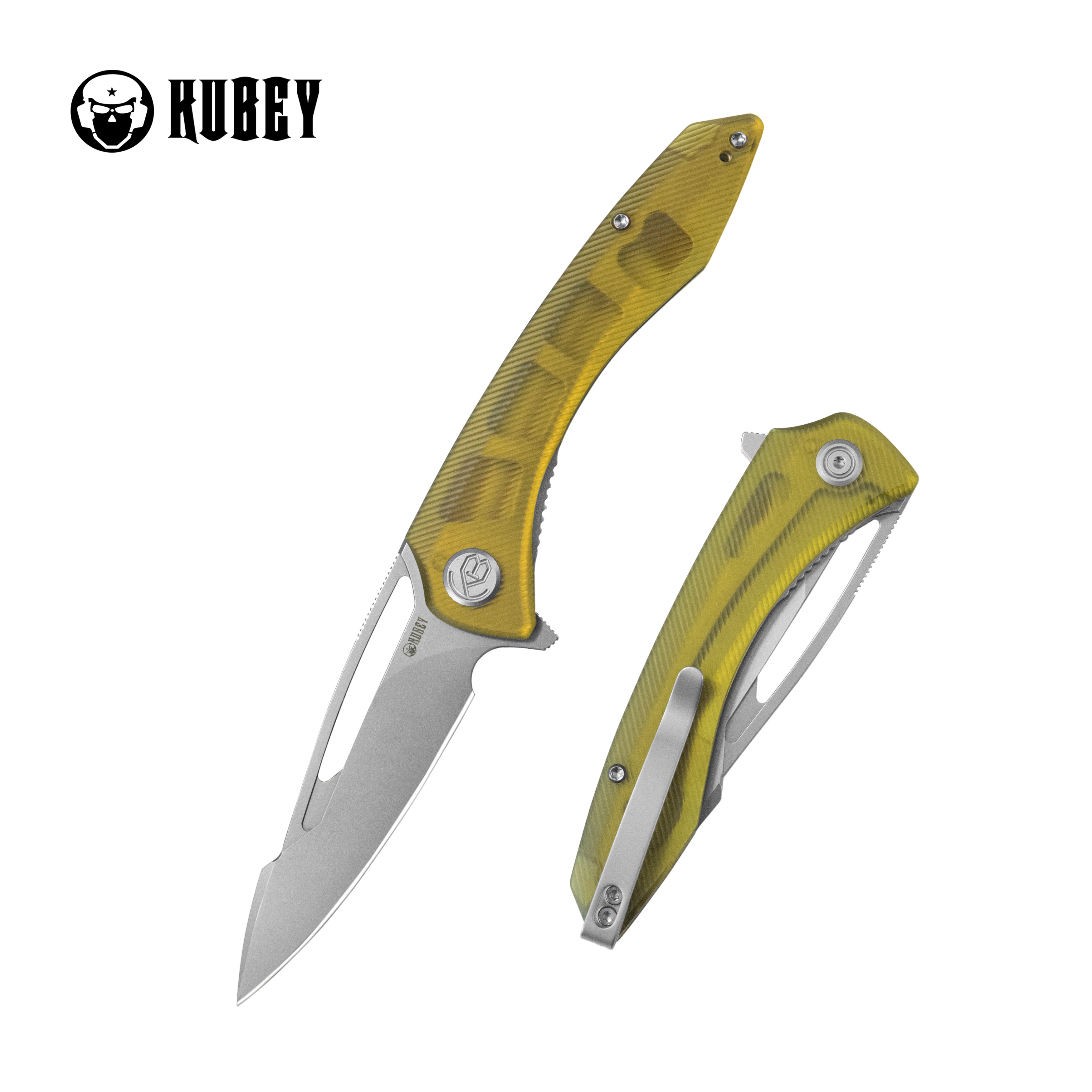 Kubey Merced Folding Knife 3.46" Beadblasted AUS-10 Blade with Ultem Handle Reliable Tactical Pocket Knife KU345I