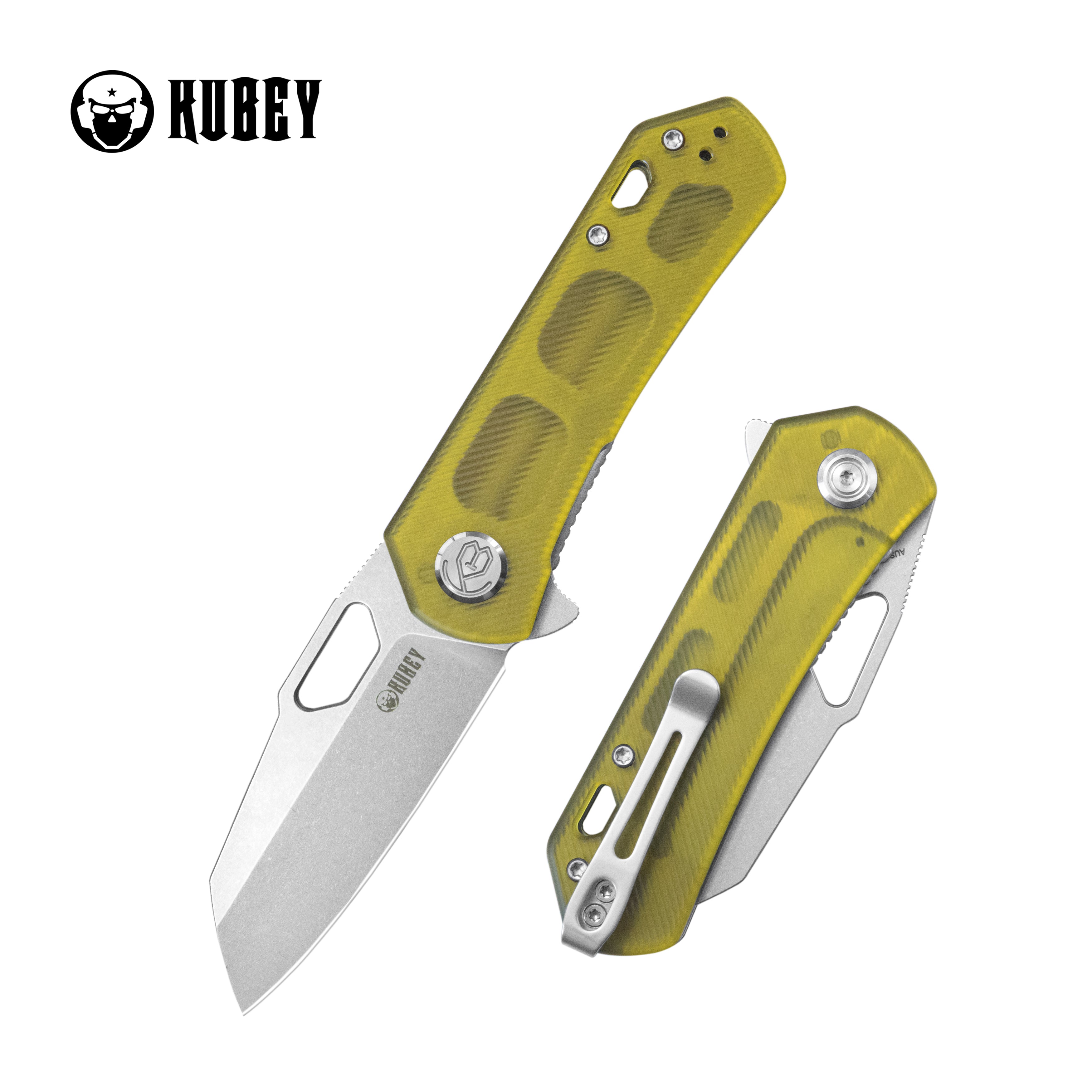 Kubey Tityus Liner Lock Flipper Folding Knife Ultem Handle 2.91" Bead Blasted AUS-10 KU332O