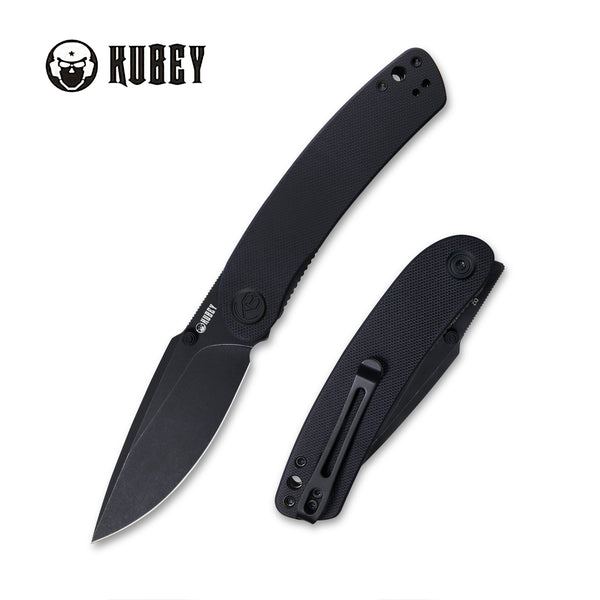 Momentum Sherif Manganas Design Liner Lock Front Flipper / Dual Studs Open Folding Knife Black G10 Handle 3.43" Dark Stonewashed D2 KU344E