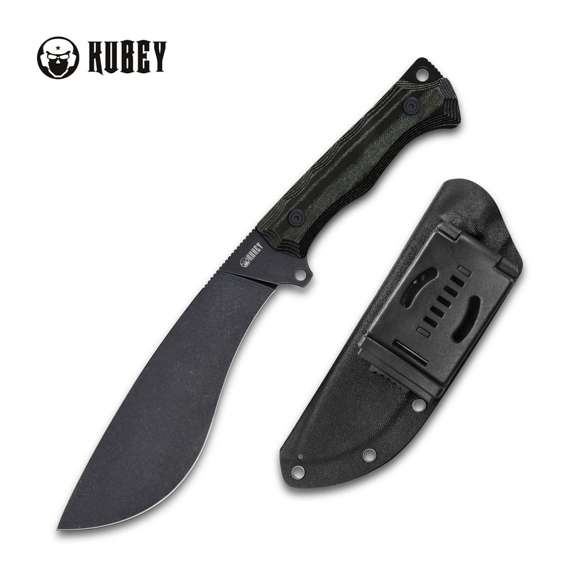 KUBEY Destroyer Kukri Fixed Blade Knife Black Micarta Handle 6.14" Dark Stonewashed D2 KU241D
