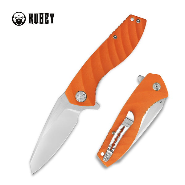 Hellfire Liner Lock Flipper Knife Orange G10 Handle ( 3.4" Satin D2 ) KB077