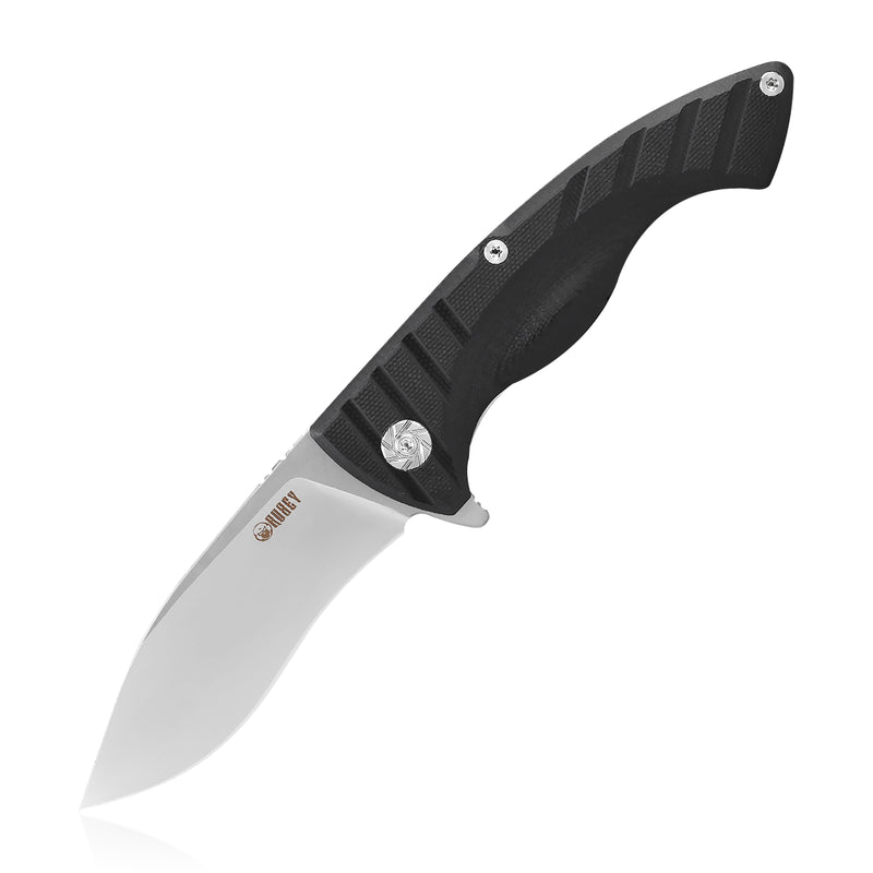 KUBEY Outdoor Liner Lock Flipper Knife 3.6" Kukri D2 Blade with G10 Handle KU208