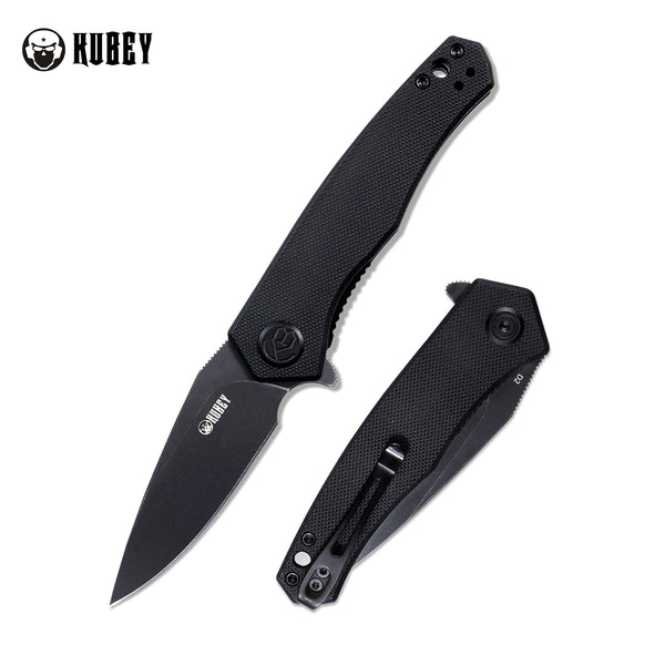 Cadmus Liner Lock Flipper Folding Knife Black G10 Handle 2.95" Dark Stonewahsed D2 KU055B