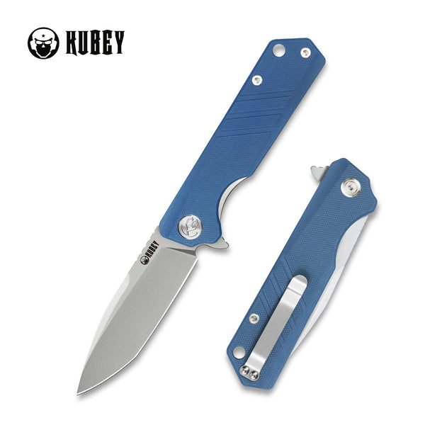 Tarrow Liner Llock Flipper Knife Blue G10 Handle (3.5" Beadblast AUS-10)KB144B