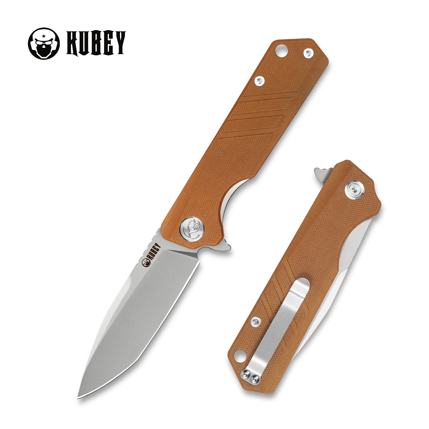 Tarrow Liner Llock Flipper Knife Tan G10 Handle (3.5" Beadblast AUS-10) KB144C