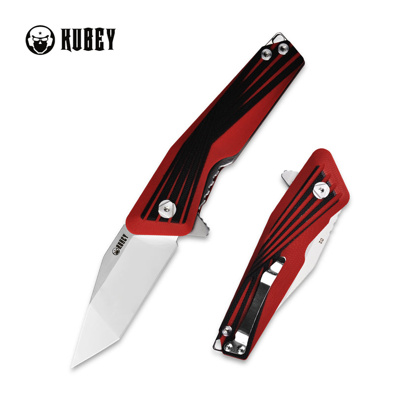 KUBEY KU145 Folding Pocket Knives 2.68" Tanto D2 Steel With G10 Handle,Ceramic Ball Bearing Flipper