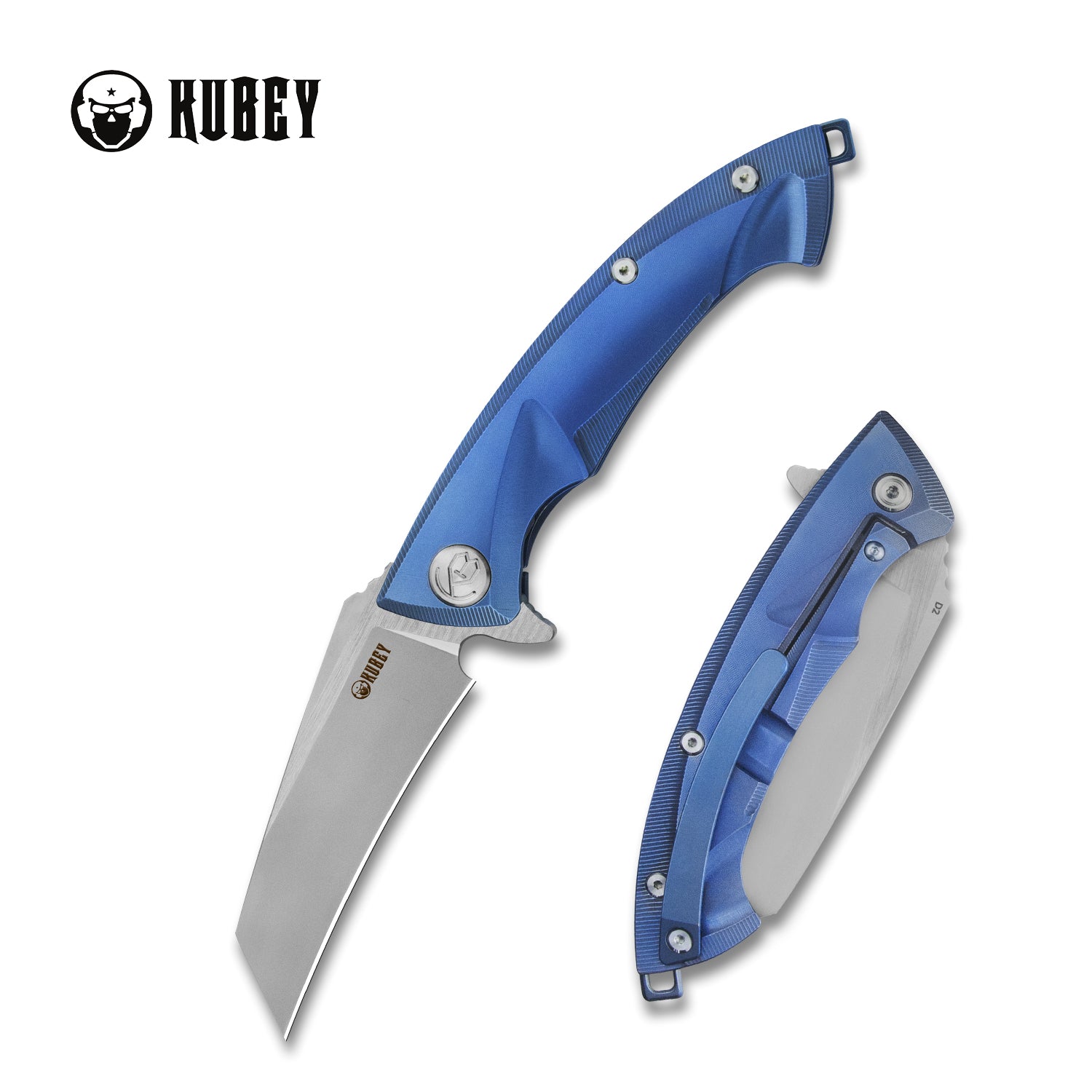 Anteater Frame Lock Flipper Knife Blue Titanium Handle (3.0