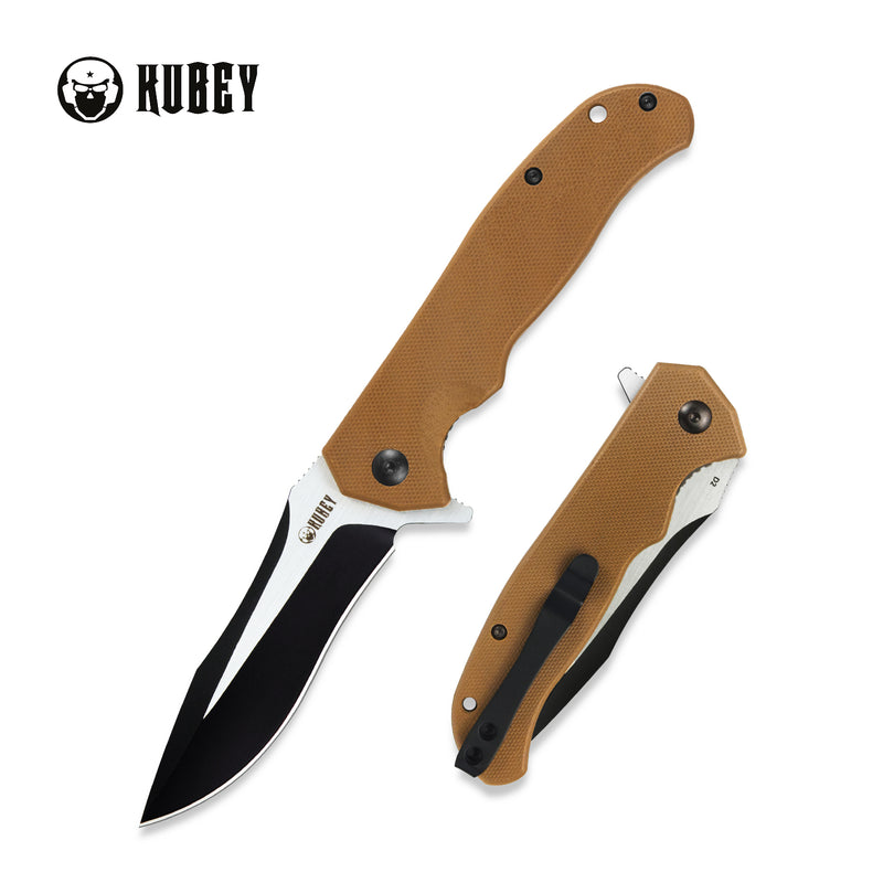 Kubey KU162G G10 Handle EDC Pocket Knife with 3.4" Drop Point D2 Blade