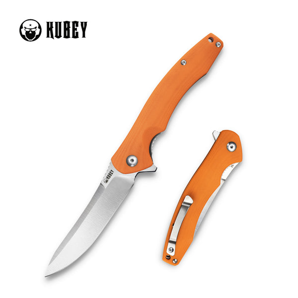 Pretender EDC Liner Lock Folding Knife Orange G10 Handle (3.7" Satin D2) KU176-1