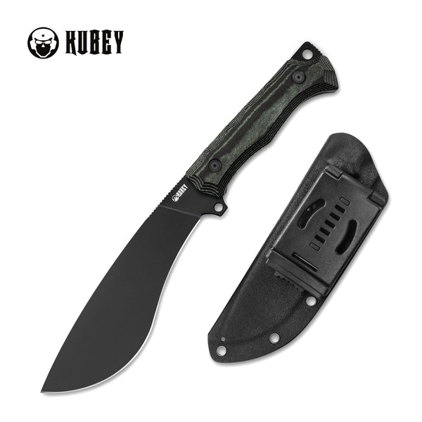 KUBEY Destroyer Kukri Fixed Blade Knife Black Micarta Handle 6.14" Black Oxide AUS-10 KU241A (US ONLY)