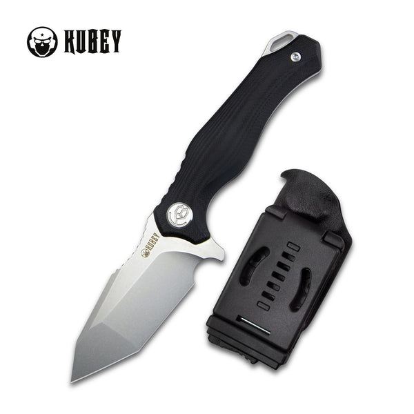 Kubey Golf Klappmesser  EDC Fixed Blade Knife Black G-10 Handle 3.07" Beadblasted AUS-10 with Kydex Sheath KU230C