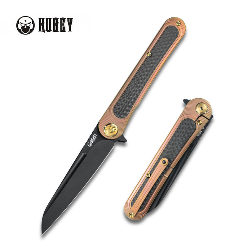 Dandy Frame Lock Flipper Knife Titanium Handle  (3.9"  Black Oxide Finish S30V) KB247B