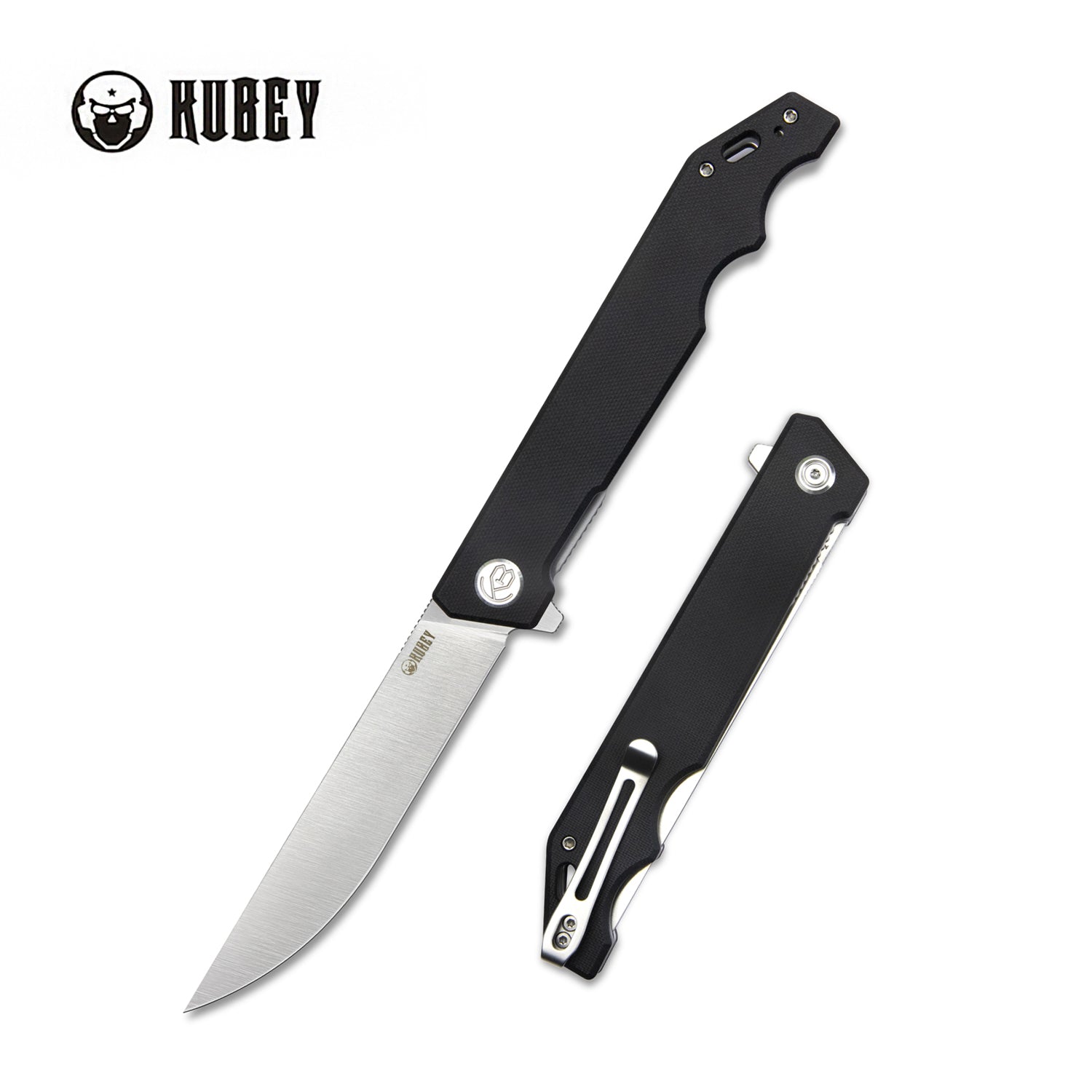 Kubey Pylades Klappmesser Liner Lock Flipper Folding Knife Black G10 Handle 4.65" Satin AUS-10 KU253A