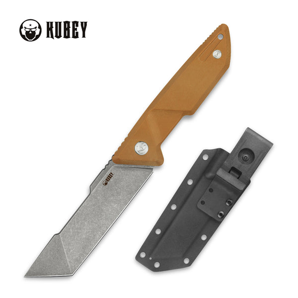 Razor Full Tang Fixed Blade Knife Tan G10 Handle  (5.12"Stonewashed  D2)KB270B