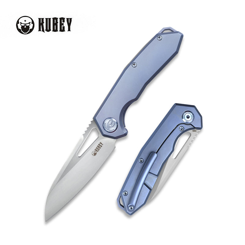 Vagrant Frame Lock Folding Knife Blue Titanium Handle (2.9" Sandblast CPM-S30V) KB284B