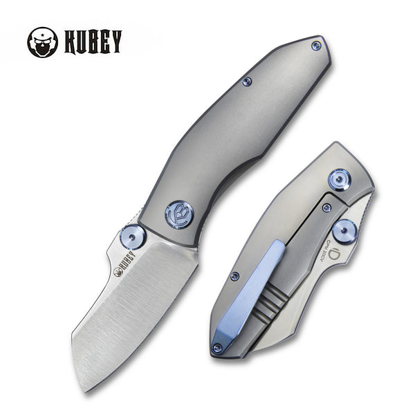 Kubey Monsterdog Klappmesser Frame Lock Dual Thumb Studs Folding Knife Titanium Handle 2.95" Satin 20CV KB285A