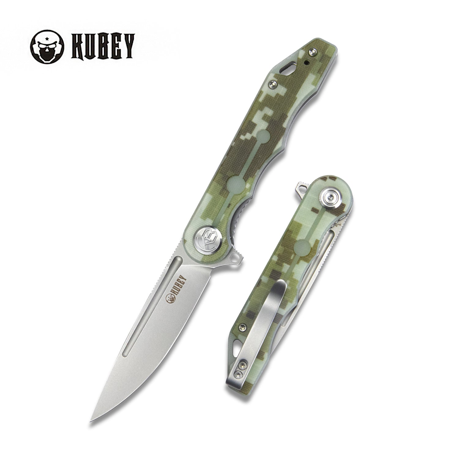 Mizo Liner Lock Flipper Folding Knife Camo G10 Handle 3.15" Bead Blast AUS-10 KU312E