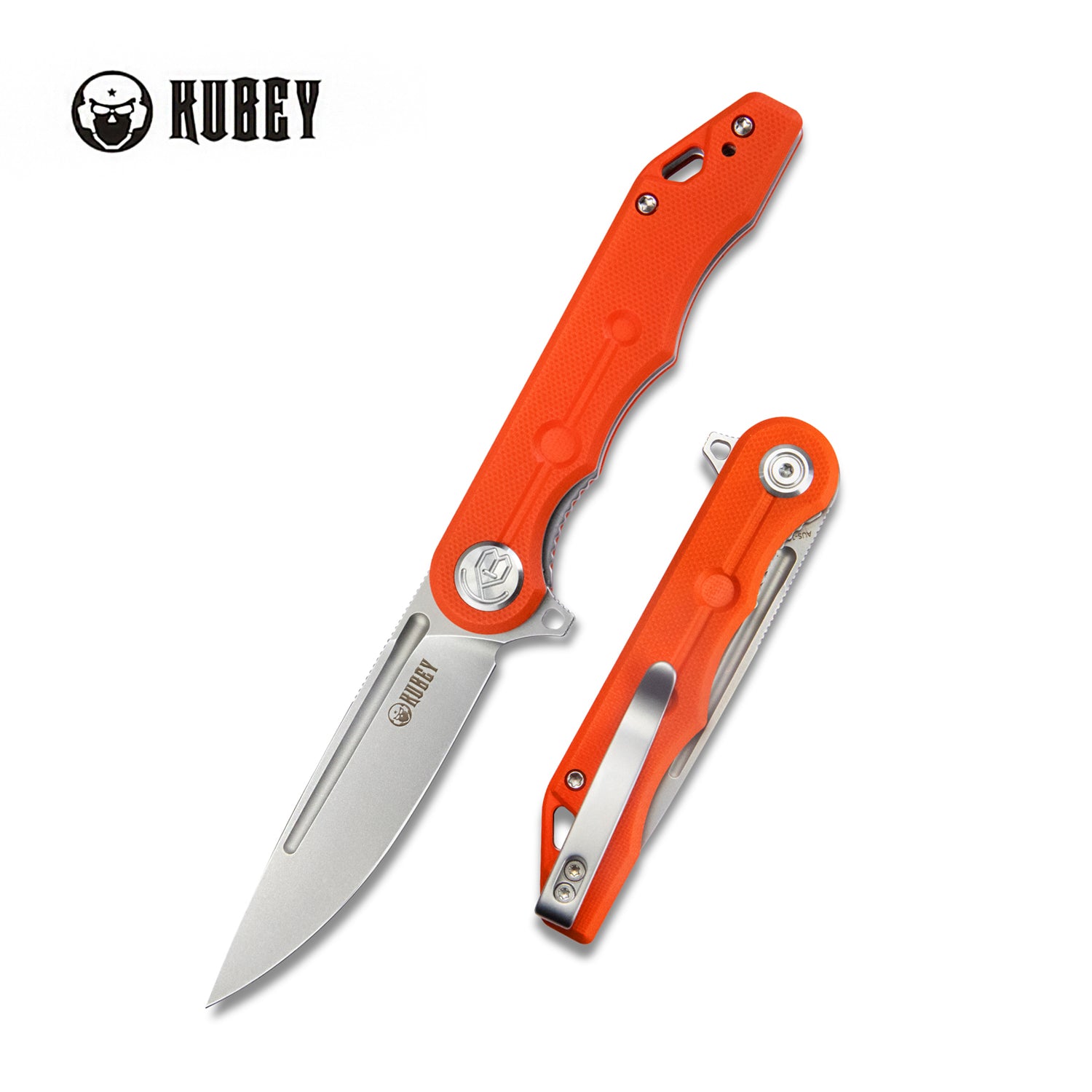 Mizo Liner Lock Flipper Folding Knife Orange G10 Handle 3.15" Bead Blast AUS-10 KU312I