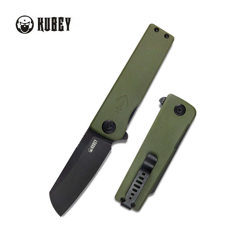 Sailor Liner Lock Flipper Outdoor Pocket Knife Green G10 Handle 3.11" Blackwashed AUS-10 Blade KU317C