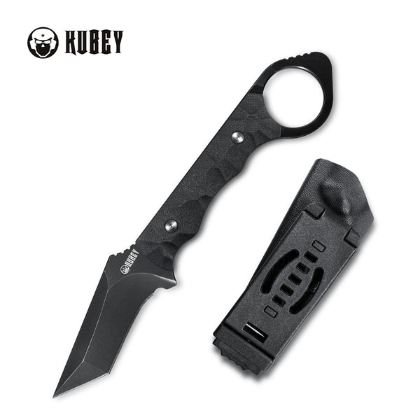 WOLF E-CQC Fixed Blade Knife Black G10 Handle w/Kydex 2.76" Dark Stonewashed D2 KU320B